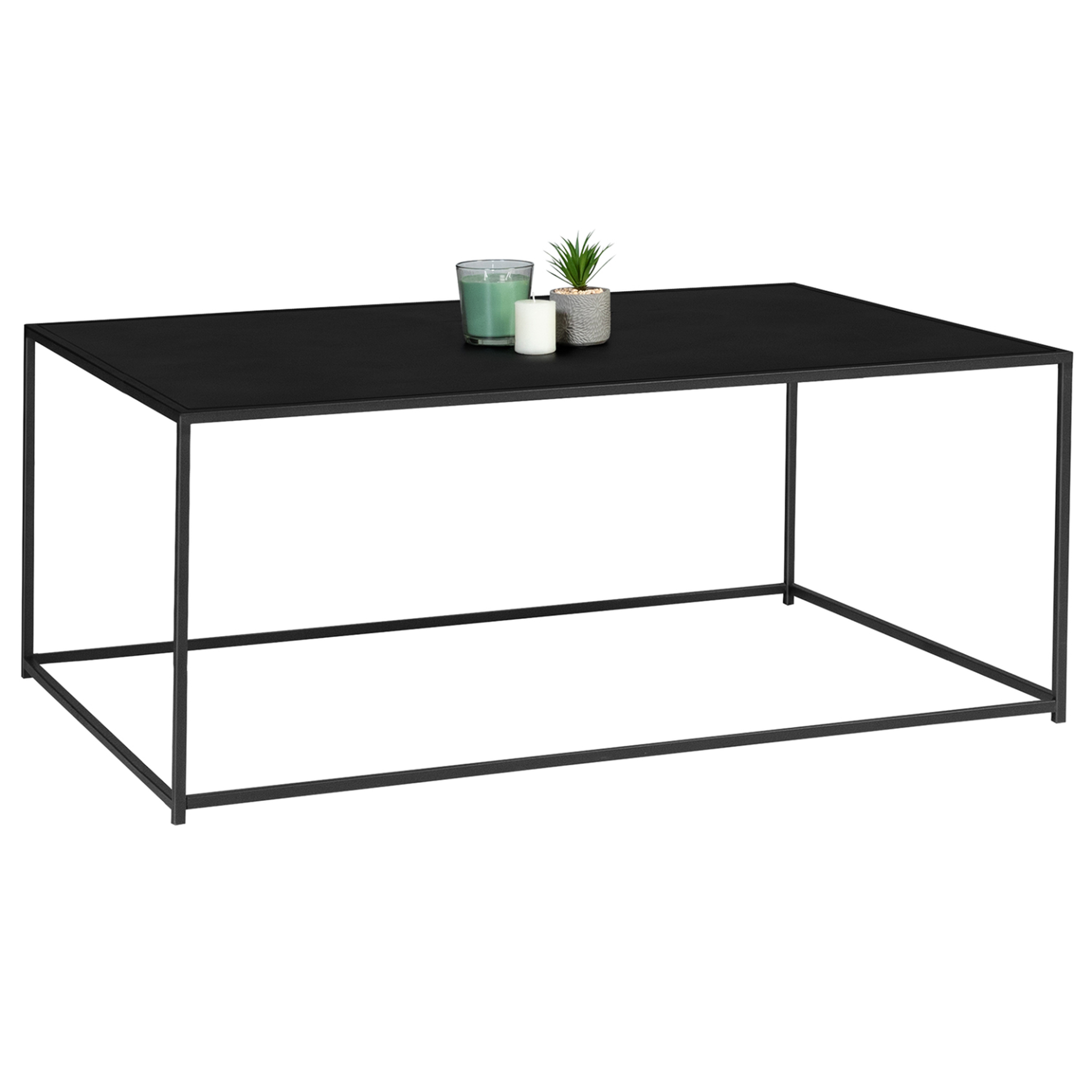 ID MARKET Table basse rectangulaire davis 113 cm en métal noir mat design industriel