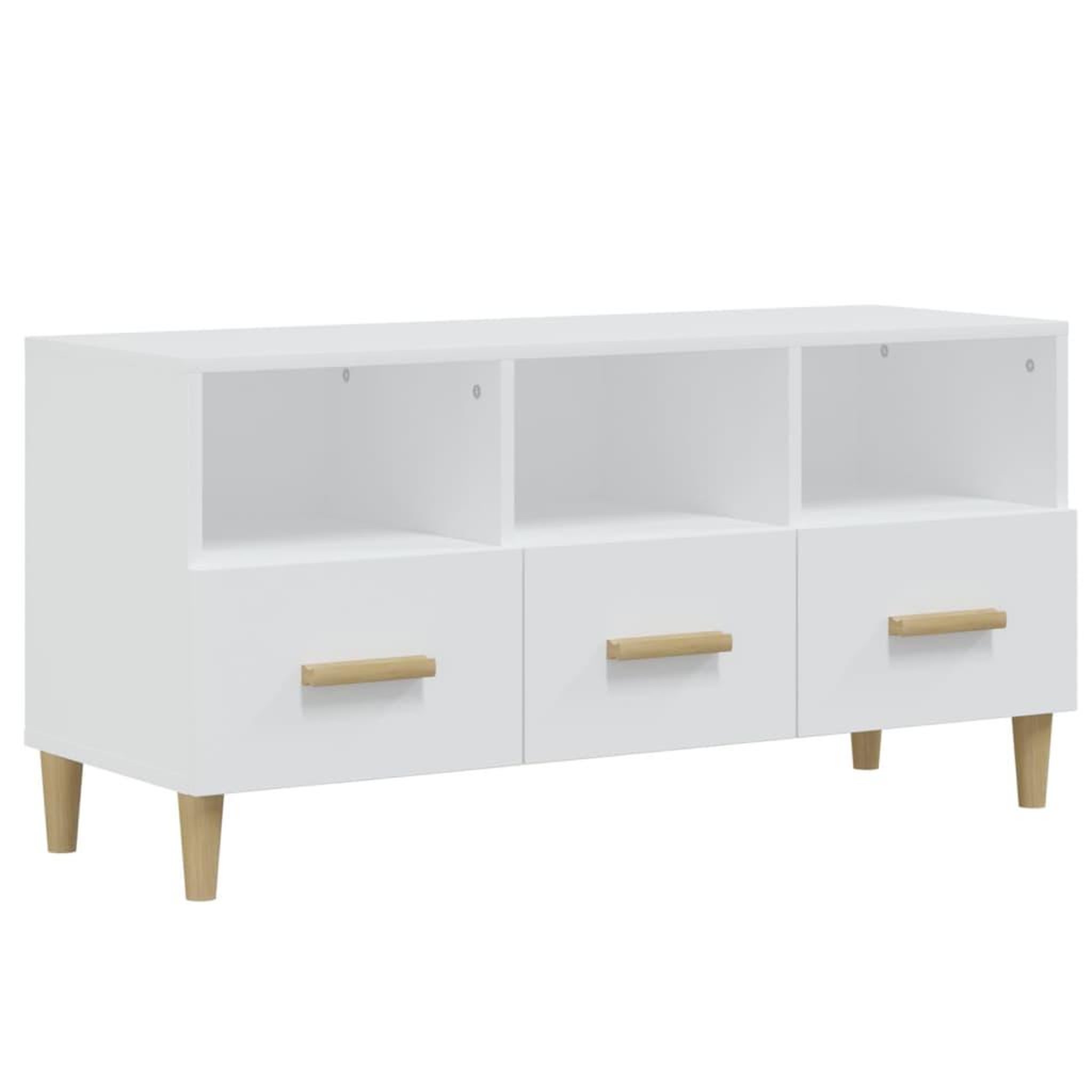 Voir la diapositive 2 : VIDAXL Meuble TV Blanc brillant 102x36x50 cm Bois d'ingenierie