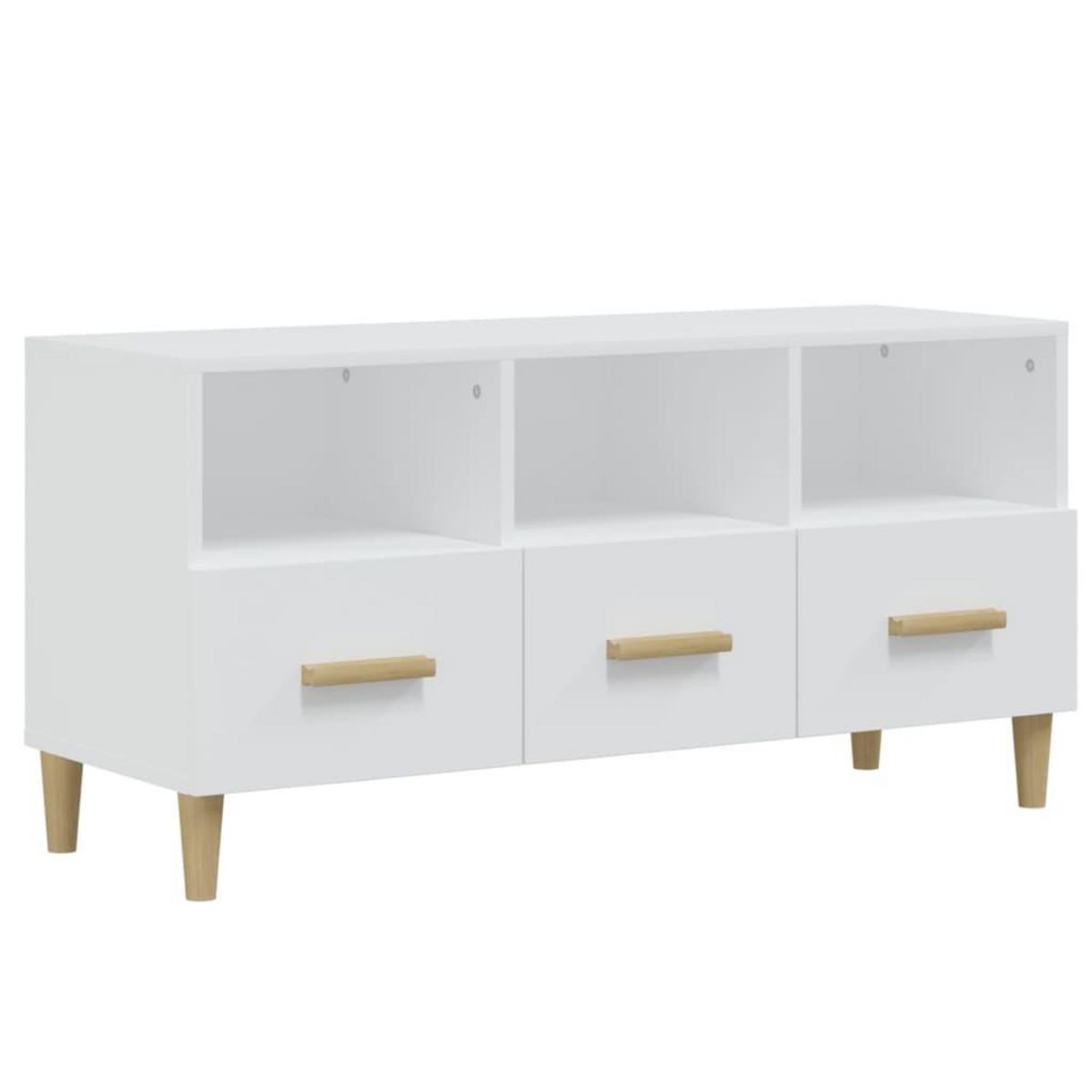 VIDAXL Meuble TV Blanc brillant 102x36x50 cm Bois d'ingenierie