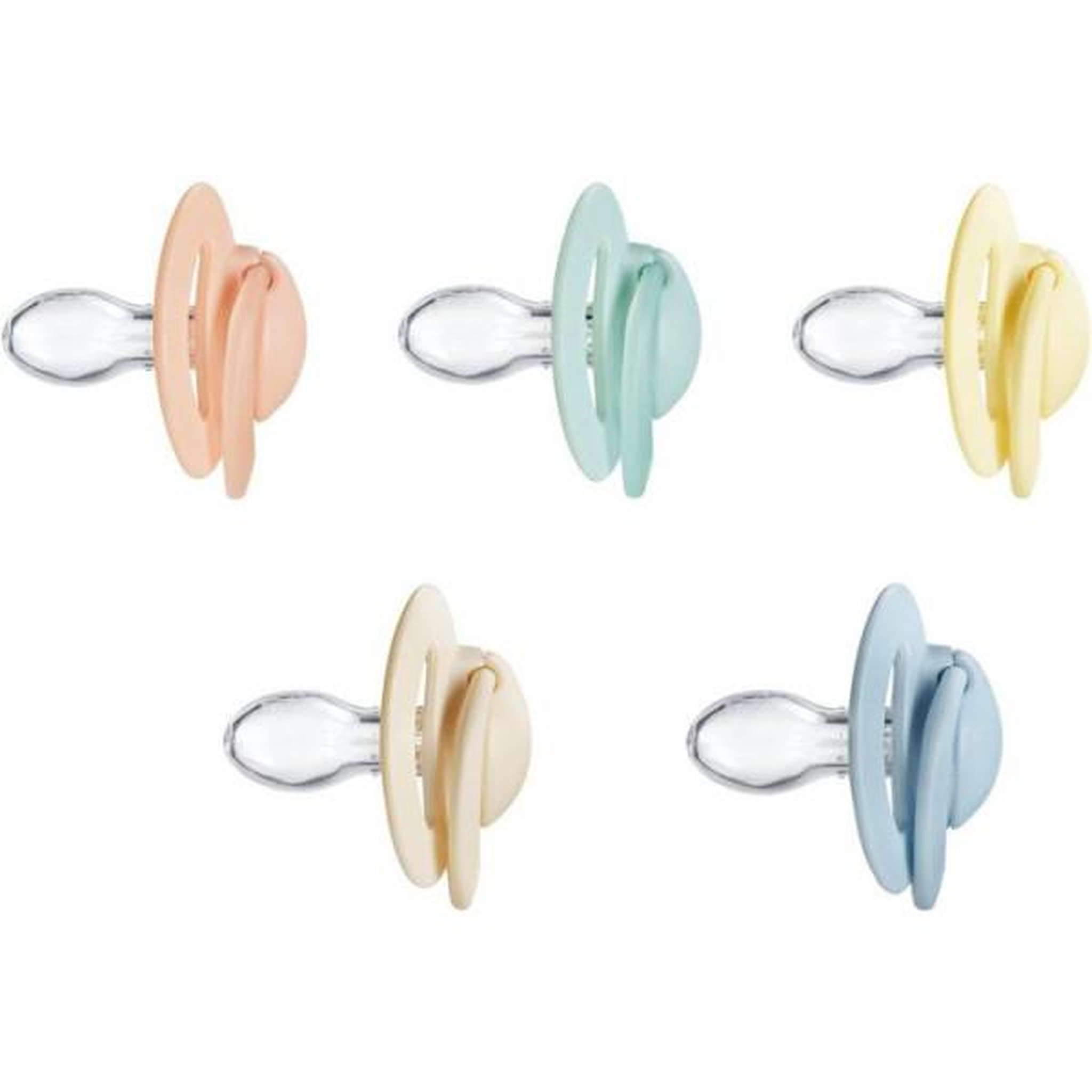 Voir la diapositive 2 : NUBY Lot de 5 sucettes orthodontiques - NUBY - Silicone - 6-18 mois - Multicolore
