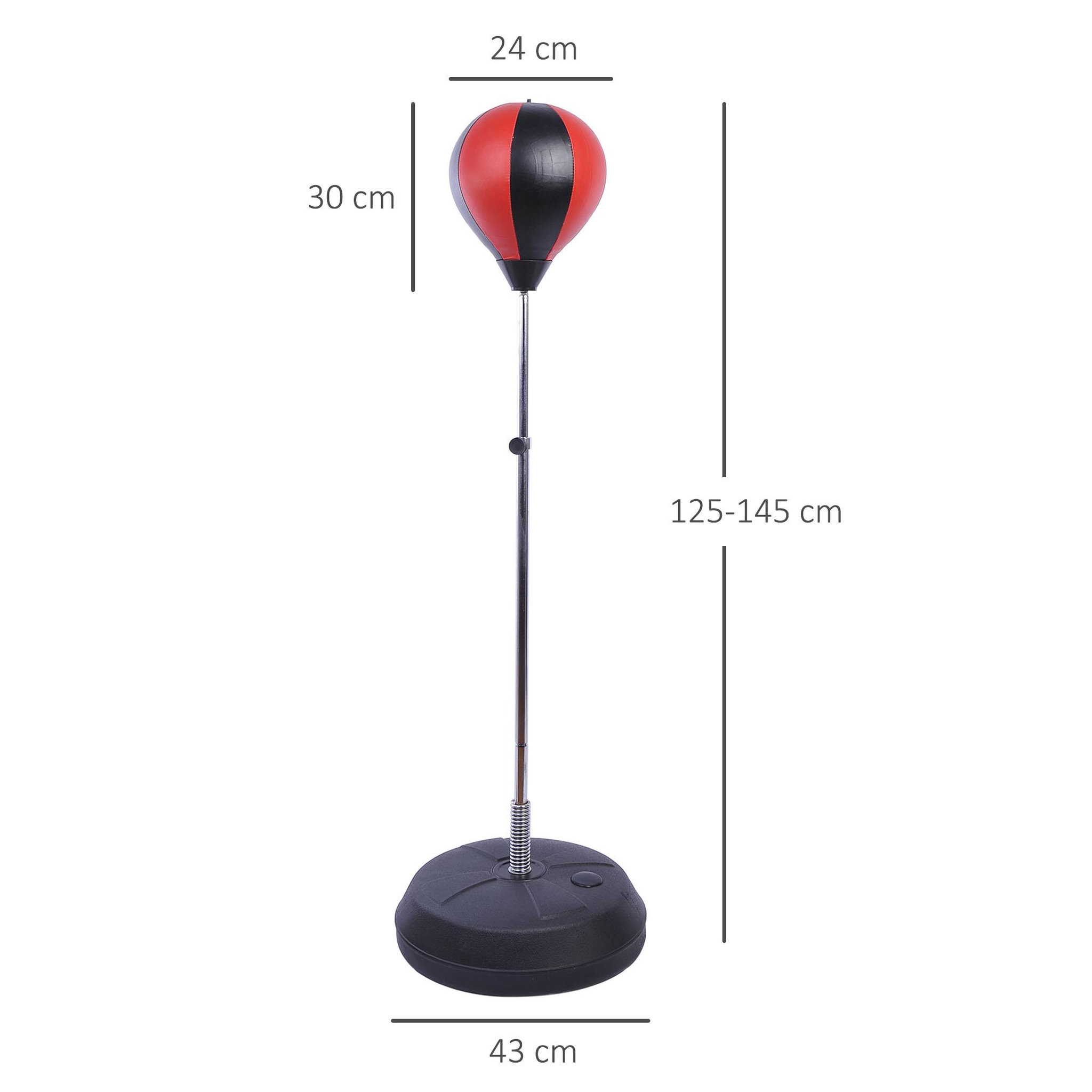 Voir la diapositive 3 : HOMCOM Sac de frappe punching ball avec gants et pompe hauteur reglable 125 à 145 cm