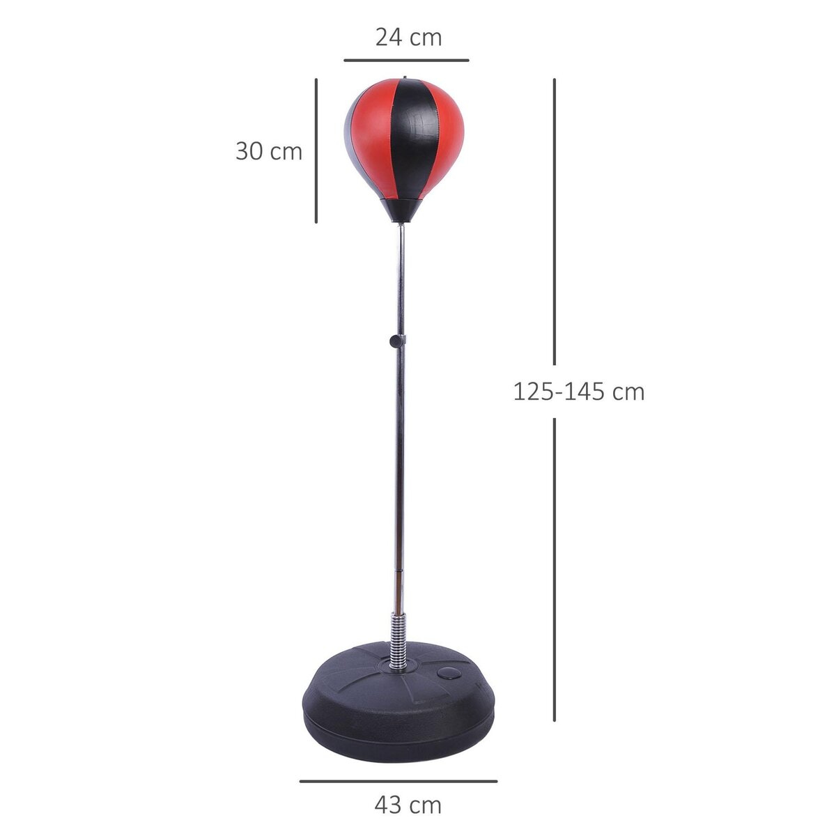 HOMCOM Sac de frappe punching ball avec gants et pompe hauteur reglable 125 à 145 cm