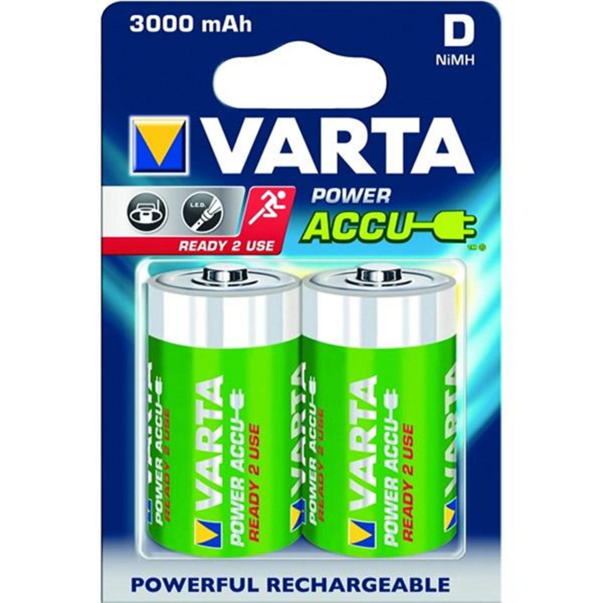 Varta Lot de 2 piles alcaline type hr20 1.2 volts rechargeables - 56720101402