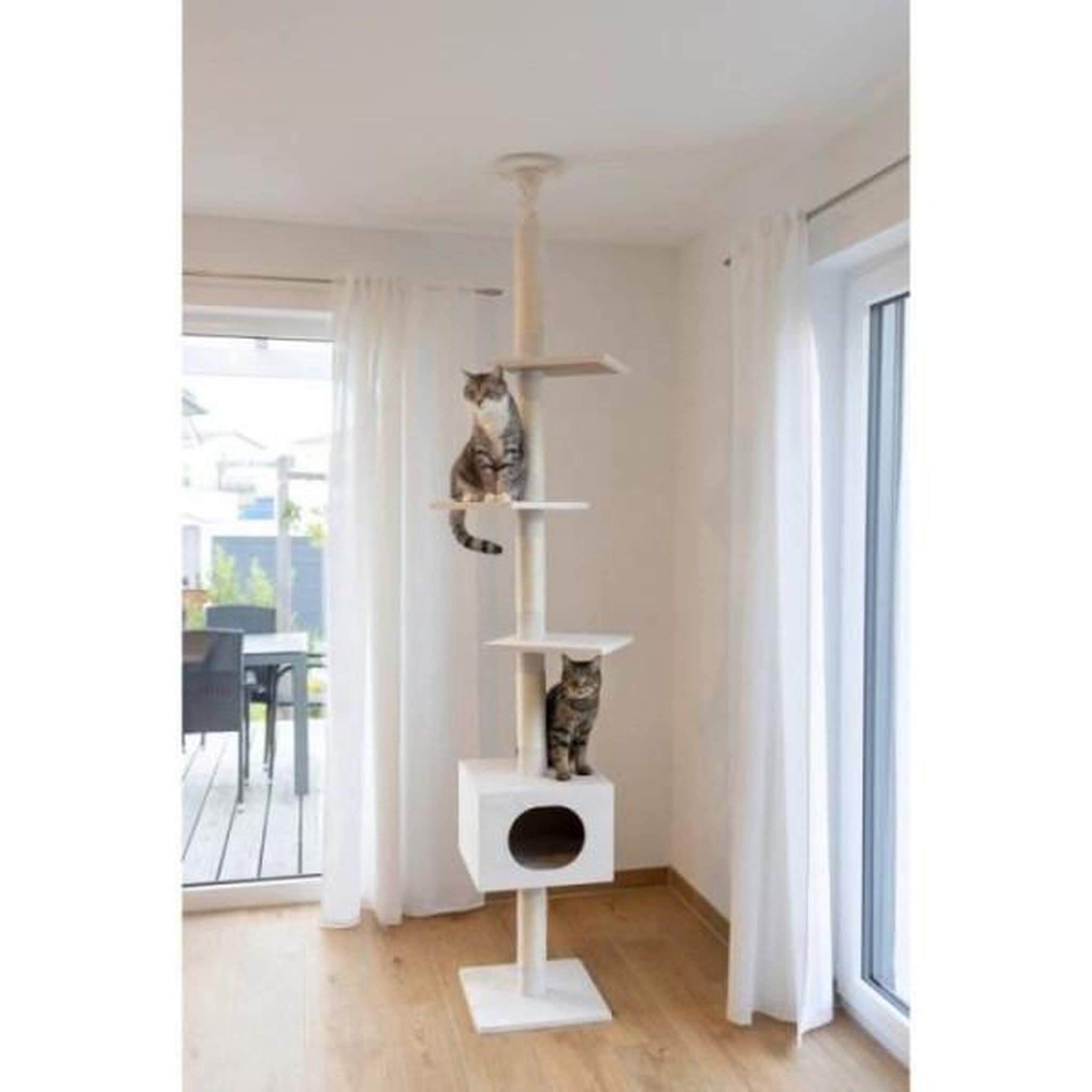 Voir la diapositive 4 : KERBL KERBL - Arbre a chat FERDI - 38 x 38 x 240 a 260 cm - Blanc - Sisal