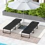 Voir la diapositive 3 : OUTSUNNY Lot de 2 bains de soleil transats pliables inclinables 4 positions acier textilène noir