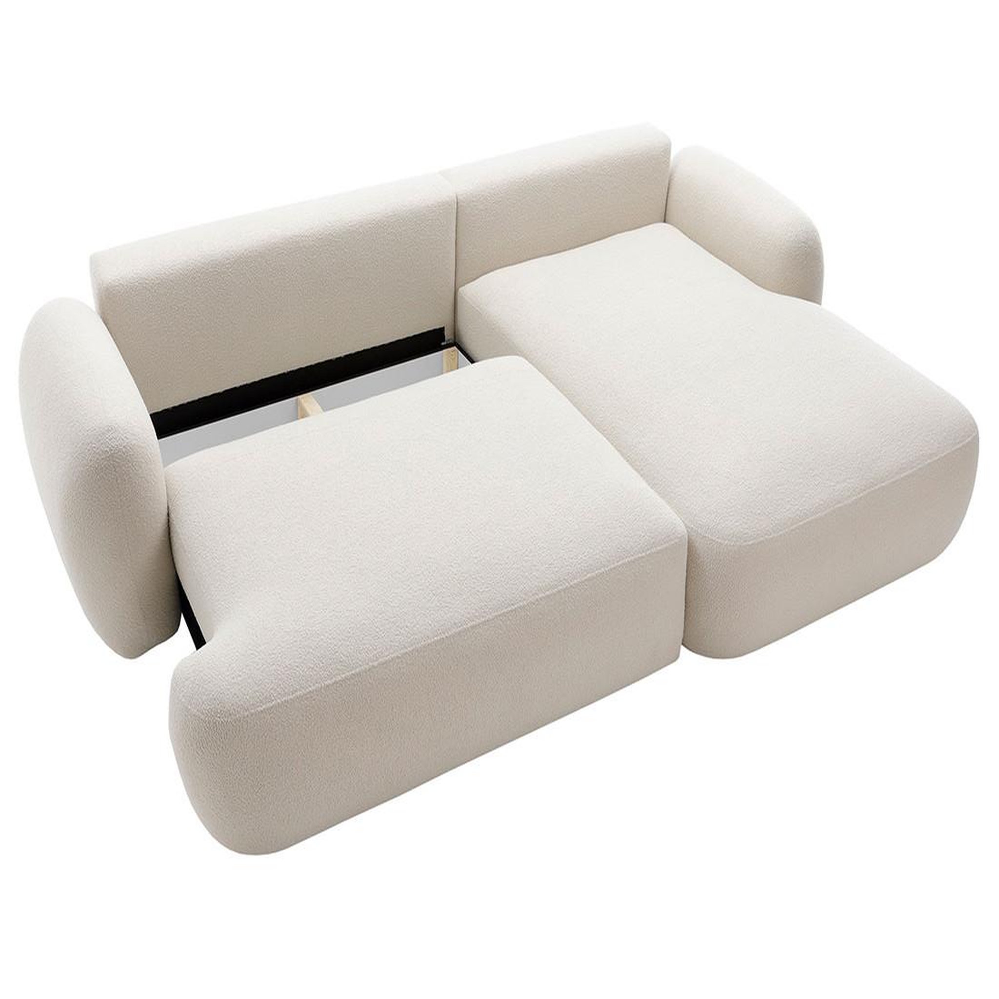 Voir la diapositive 6 : BEST MOBILIER Berenice - canapé d'angle droit 4 places convertible avec coffre en tissu bouclette