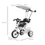 Voir la diapositive 3 : HOMCOM Tricycle enfants pare-soleil pliable canne amovible benne rangement 103 x 47 x 101 cm acier blanc et noir