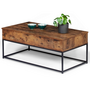 Voir la diapositive 4 : ID MARKET Table basse plateau relevable rectangulaire DAYTON effet vieilli design industriel