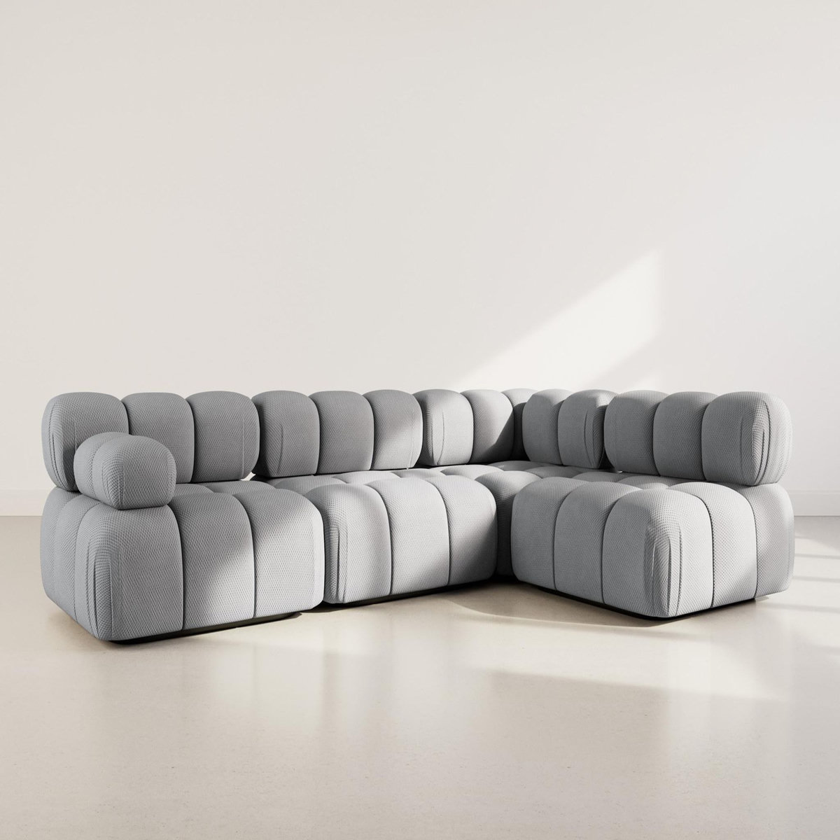 LISA DESIGN Ruby - canapé modulable d'angle droit 5 places en velours texturé