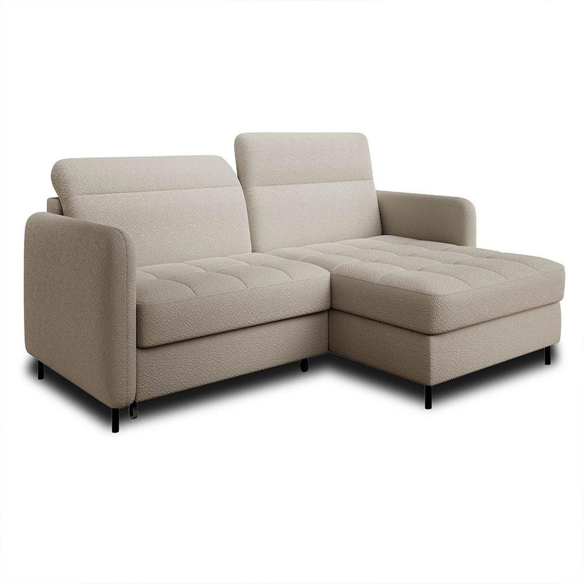 BEST MOBILIER Sagada - canapé d'angle droit 4 places - convertible avec coffre et têtières - en tissu bouclette