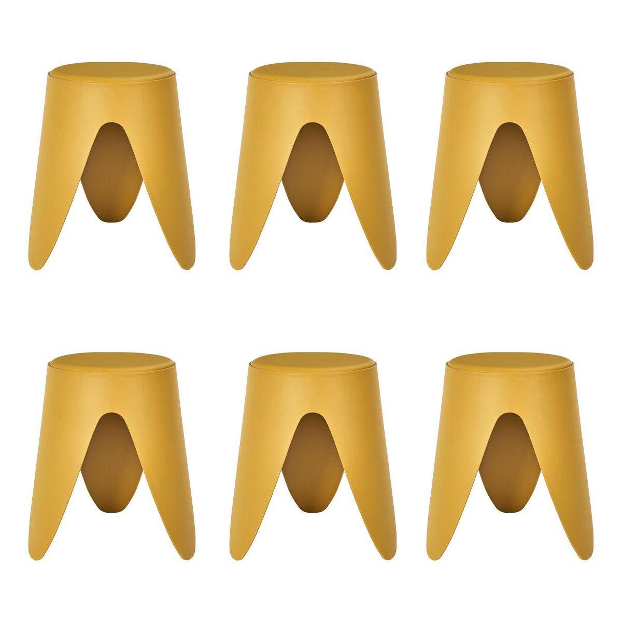 The Home Deco Factory Lot de 6 tabourets empilables  eve  46cm jaune moutarde
