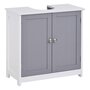 Voir la diapositive 1 : KLEANKIN Meuble salle de bain - meuble sous-vasque - placard 2 portes avec étagère - dim. 60L x 30l x 60H cm - MDF gris blanc