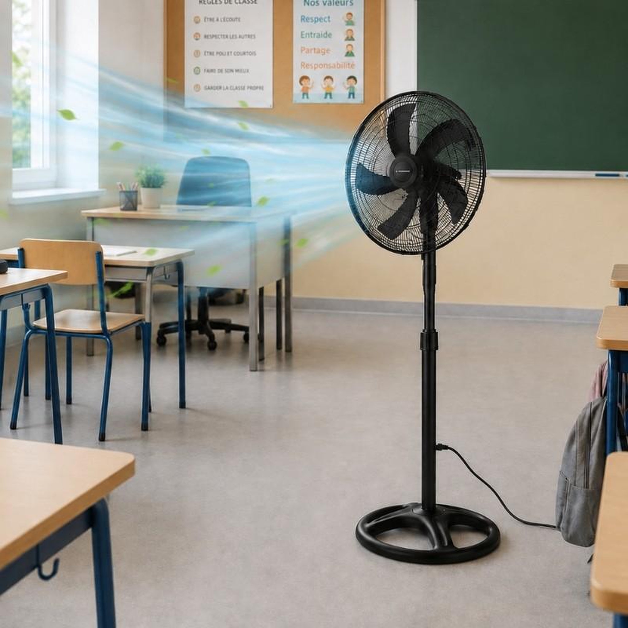 Voir la diapositive 2 : Ventilateur sur pied 45 cm – puissance 60w et fonctionnement silencieux