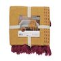 Voir la diapositive 3 : TOILINUX Jeté de canapé surpiqué avec pompons - 130 x 170 cm - Orange et rose