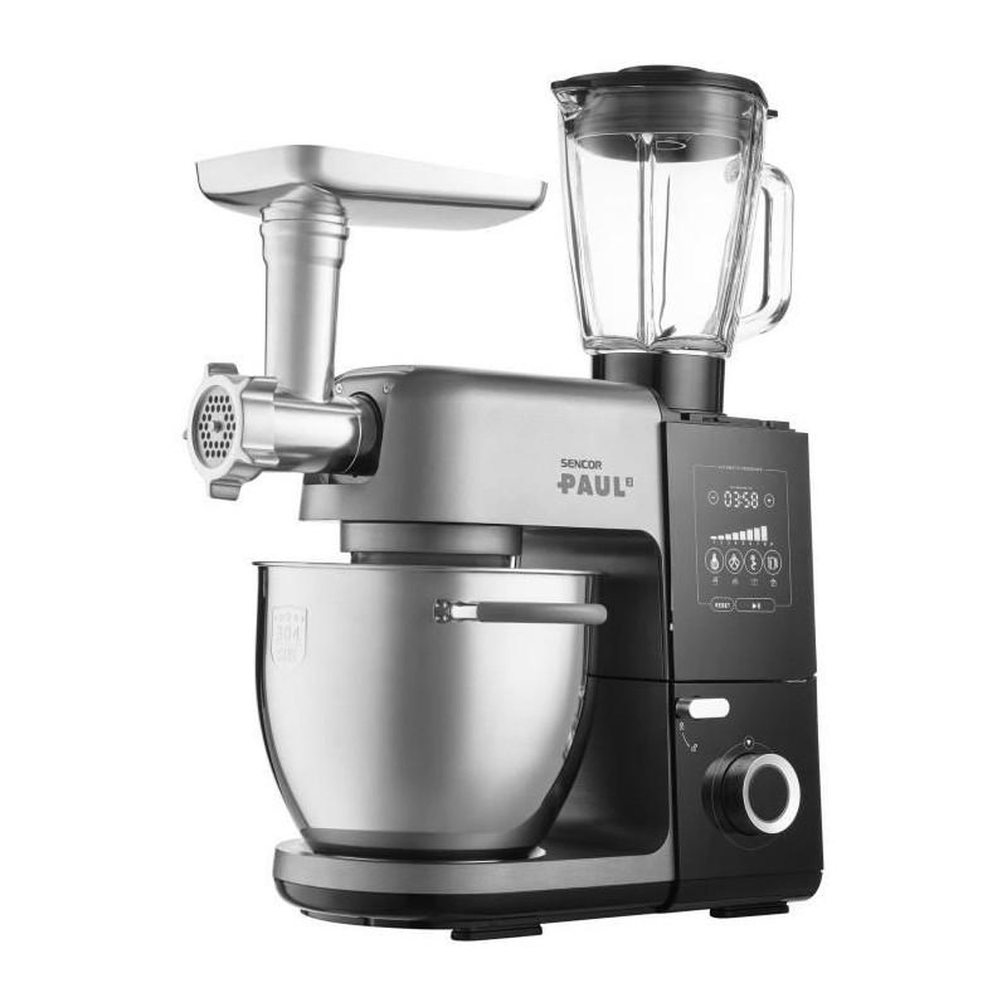 Voir la diapositive 4 : SENCO Robot pâtissier multifonction - SENCOR - STM 8970 PAUL 3 - 1800 W - Noir / Acier