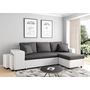 Voir la diapositive 1 : Canapé angle droit convertible + 2 poufs + coffre tissu simili ANETTA