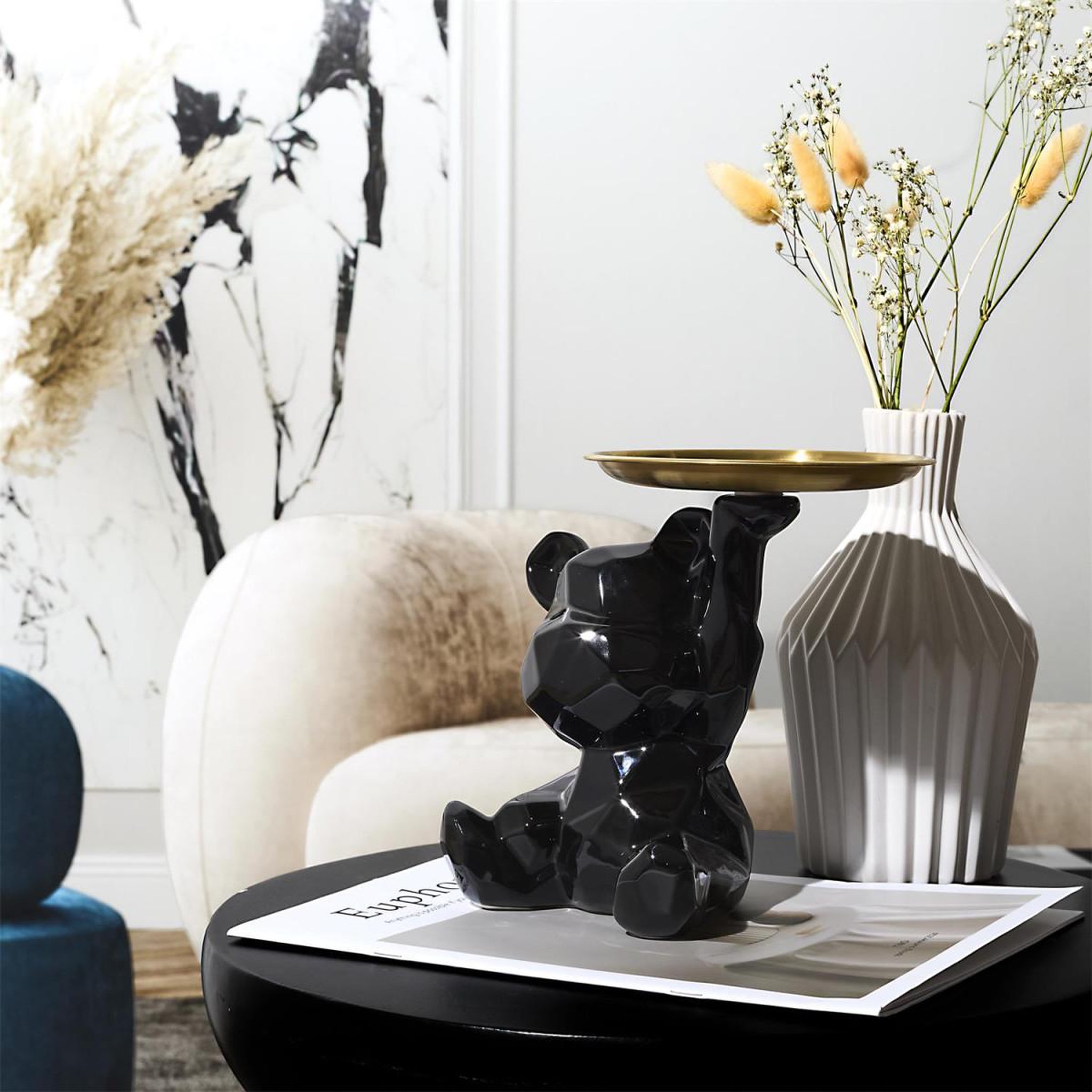 Voir la diapositive 3 : The Home Deco Factory Vide-poche statue  ourson  18cm noir
