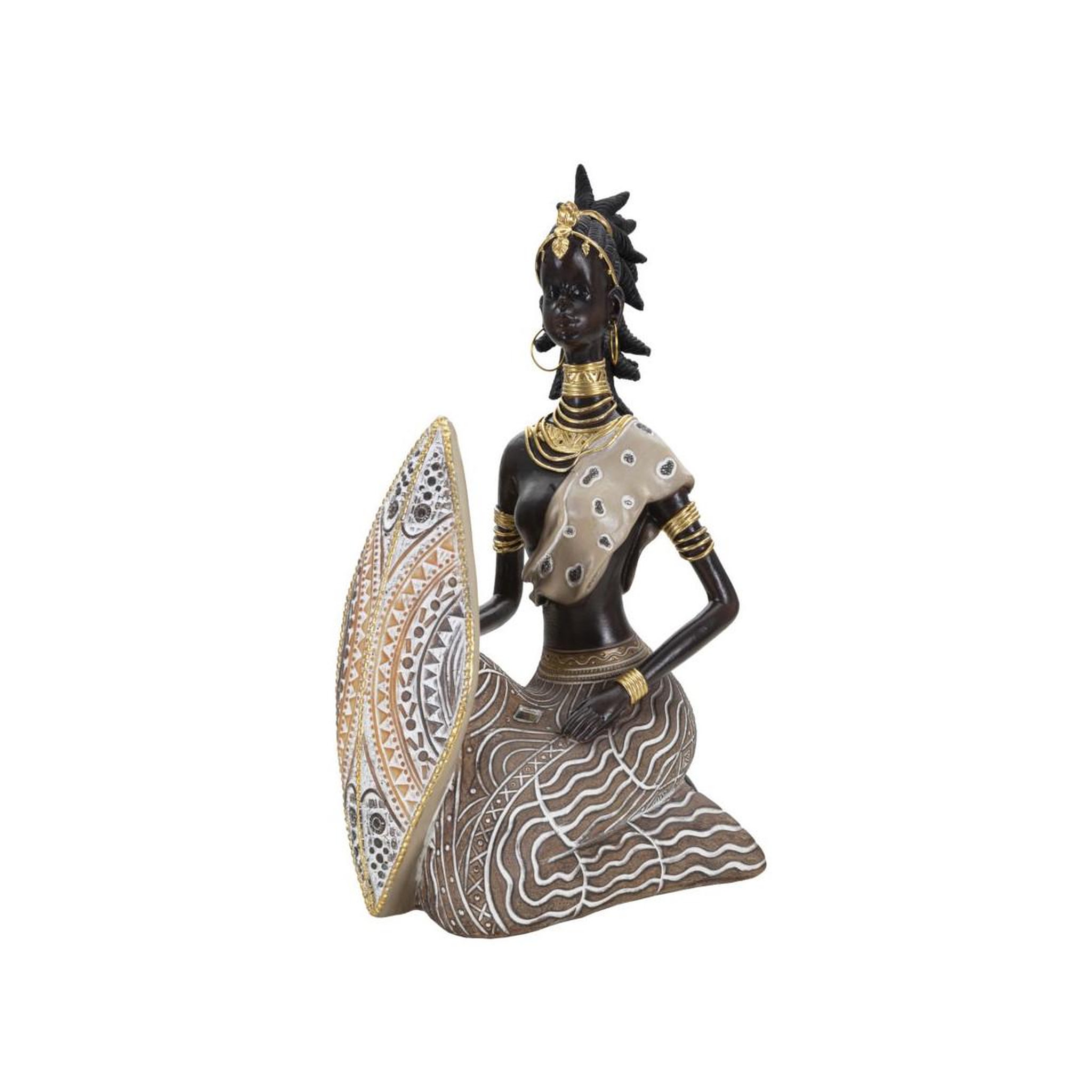Paris Prix Statuette Déco Femme  Tribal Masai  24cm Multicolore