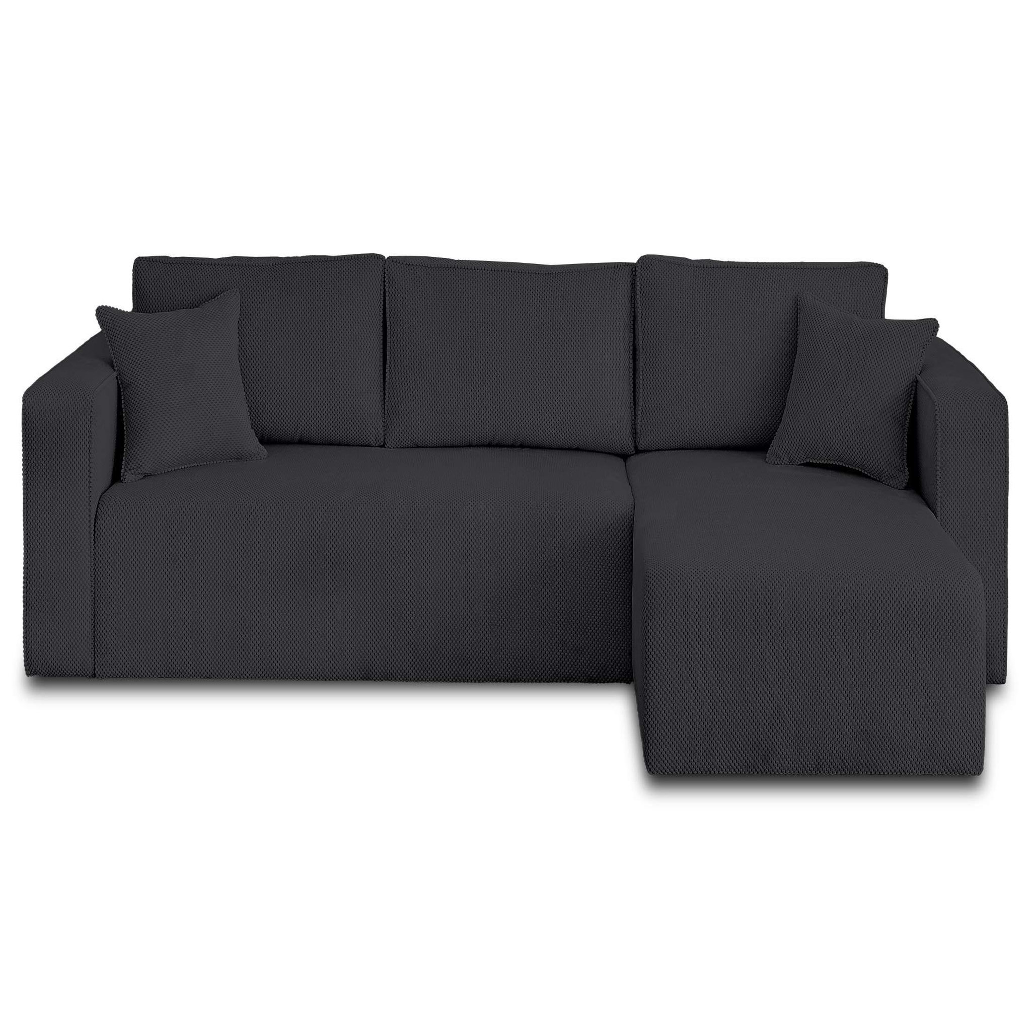Voir la diapositive 1 : BEST MOBILIER Topaze - canapé d'angle réversible - 4 places - convertible avec coffre - en velours texturé