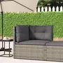 VIDAXL Canape d'angle de jardin avec coussins gris resine tressee