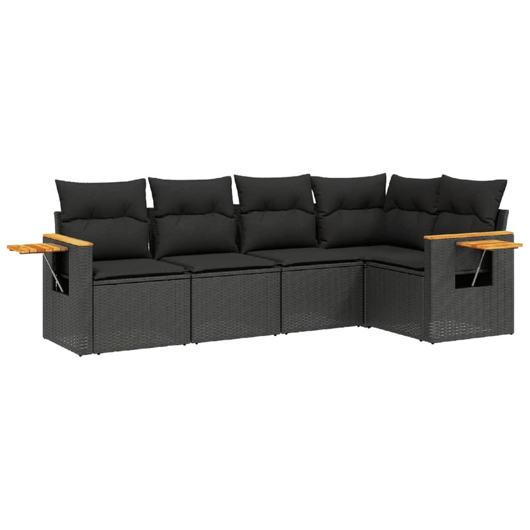 Voir la diapositive 2 : VIDAXL Salon de jardin 5 pcs avec coussins noir resine tressee