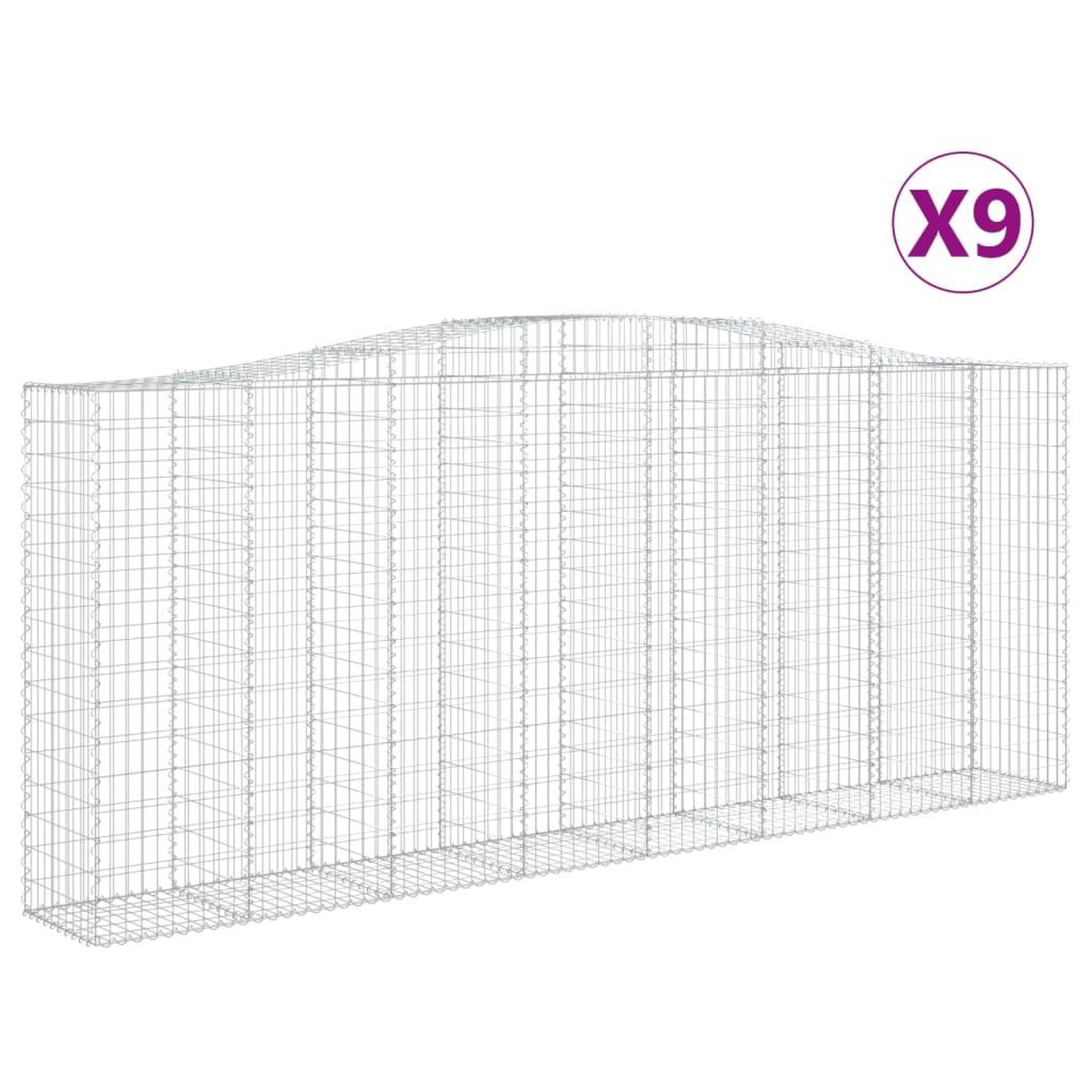 Voir la diapositive 2 : VIDAXL Paniers a gabions arques 9 pcs 400x50x160/180 cm fer galvanise