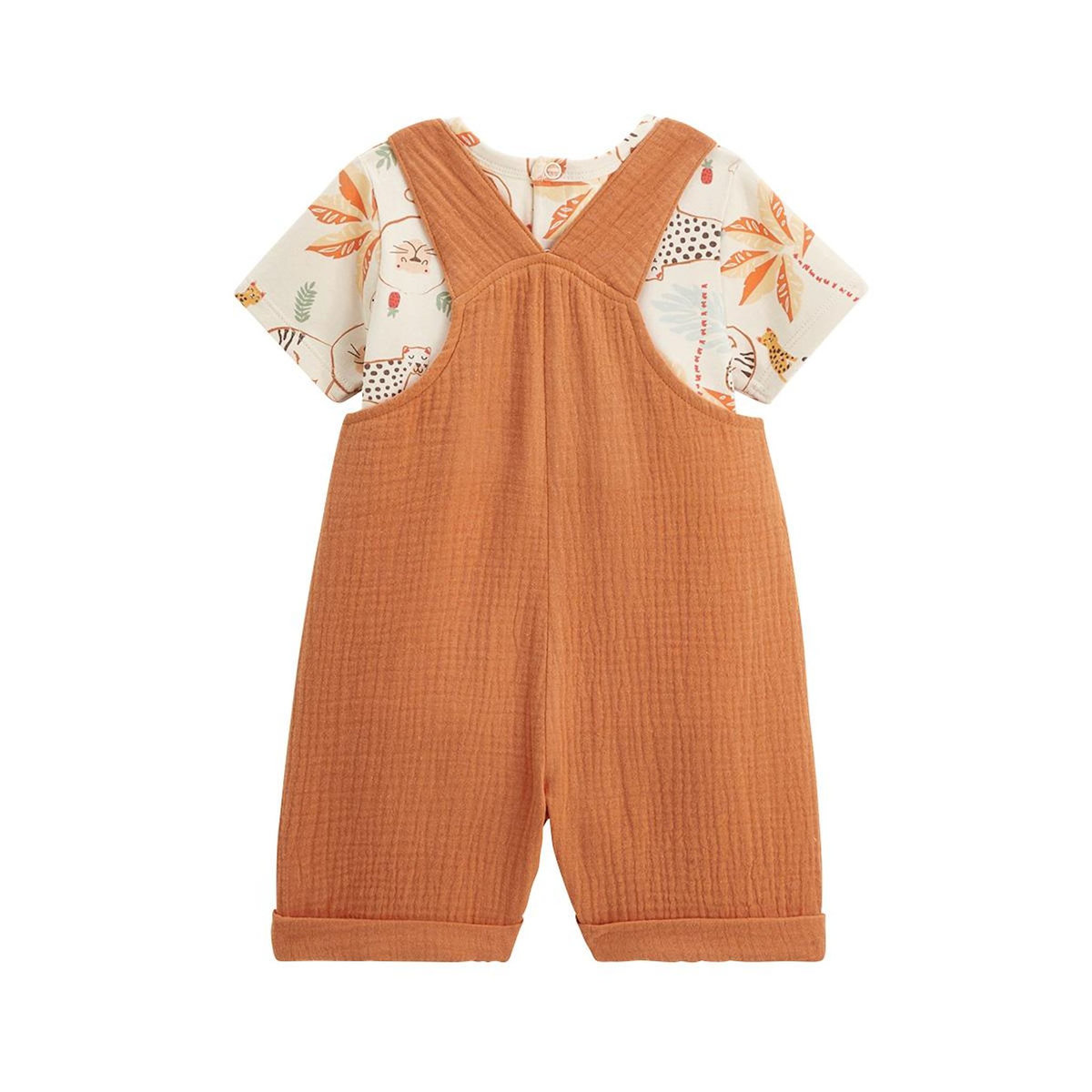 Petit Béguin Ensemble salopette bébé en gaze de coton et t-shirt Tango