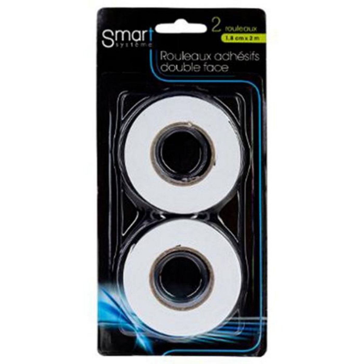 SMART SYSTEM Lot de 2 Rubans Adhésif  Double Face  7cm Blanc