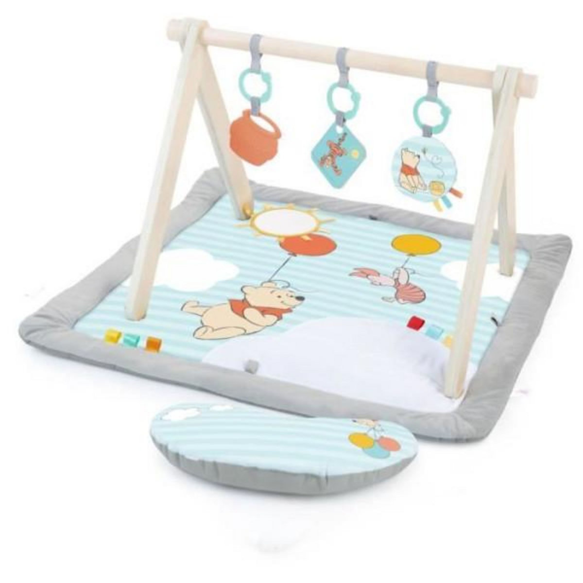 Bright Starts DISNEY BABY -WINNIE- Tapis de sol éveil bébé évolutif, arche en bois pliable avec jouets sensoriels, miroir
