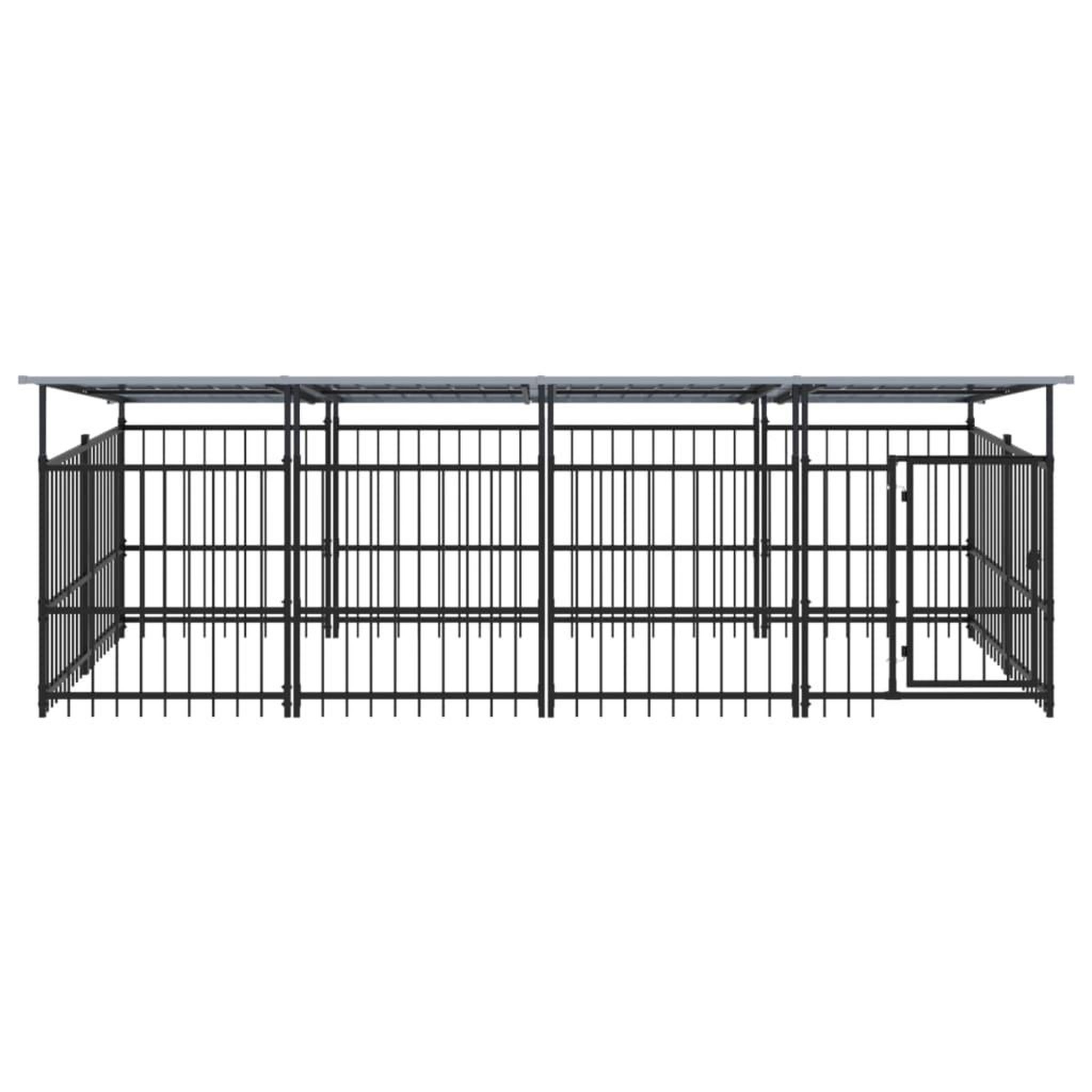 Voir la diapositive 3 : VIDAXL Chenil d'exterieur avec toit pour chiens Acier 7,51 m²