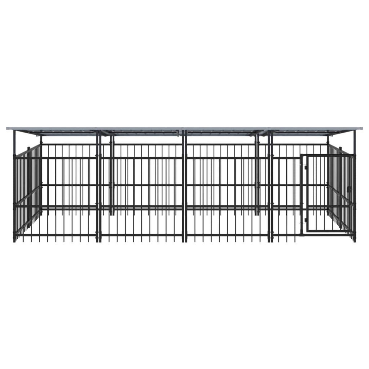 VIDAXL Chenil d'exterieur avec toit pour chiens Acier 7,51 m²