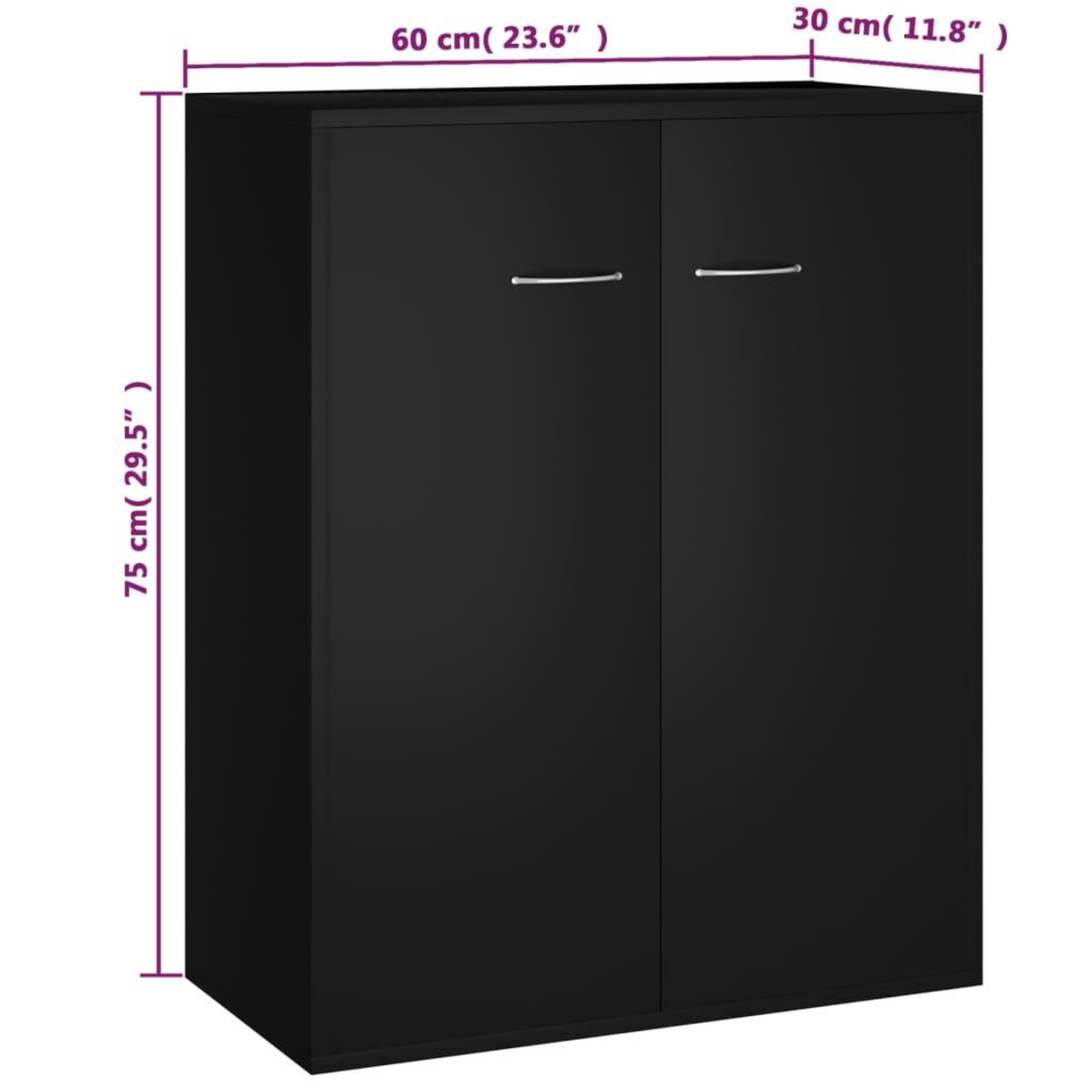 Voir la diapositive 6 : VIDAXL Buffet noir 60x30x75 cm bois d'ingenierie