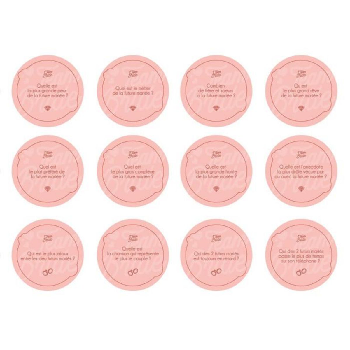 Paris Prix Jeu de 30 Questions  EVJF  8cm Rose