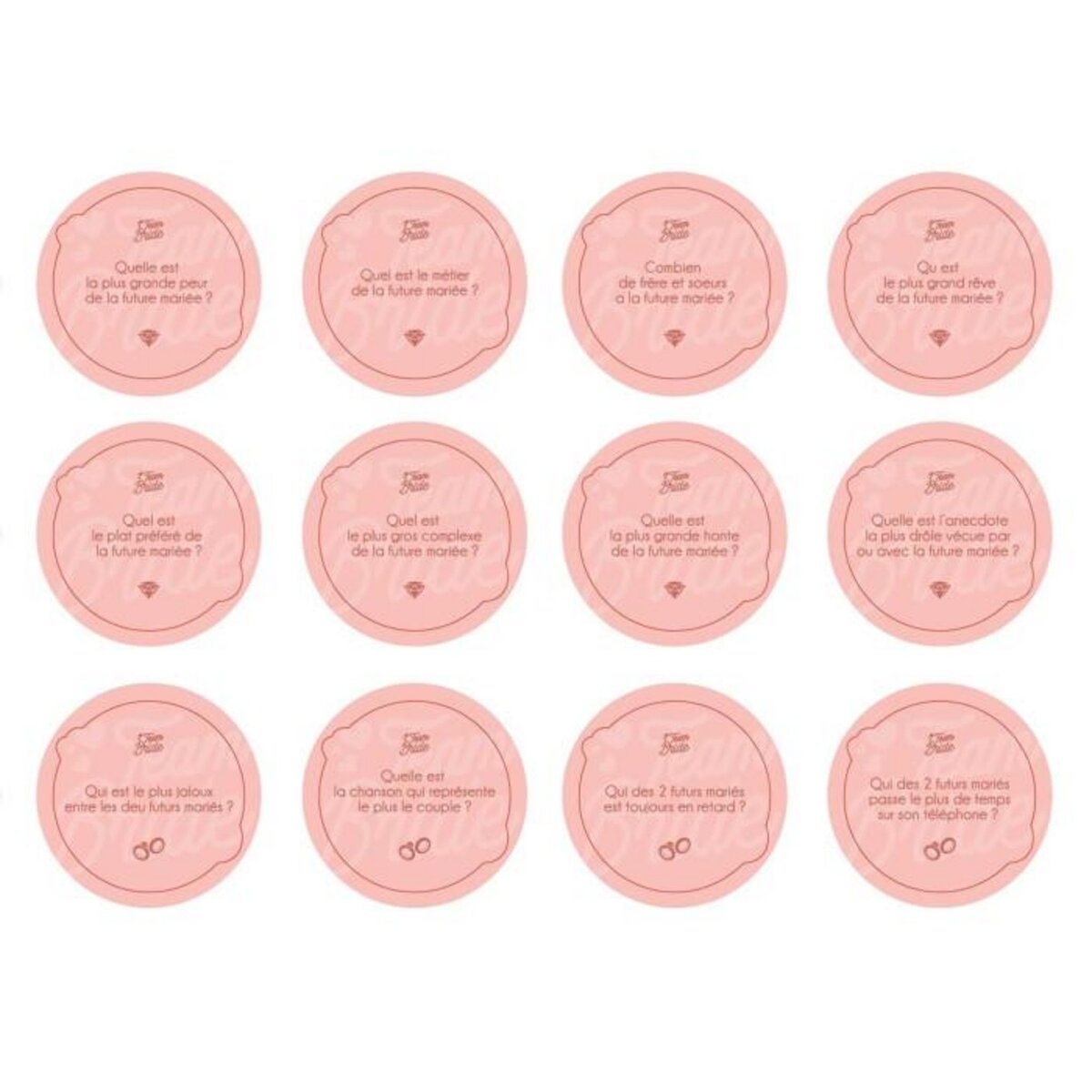 Paris Prix Jeu de 30 Questions  EVJF  8cm Rose