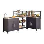 SWEEEK Cuisine extérieure avec 4 modules en acier. meuble avec évier. étagères. tiroirs. rangements