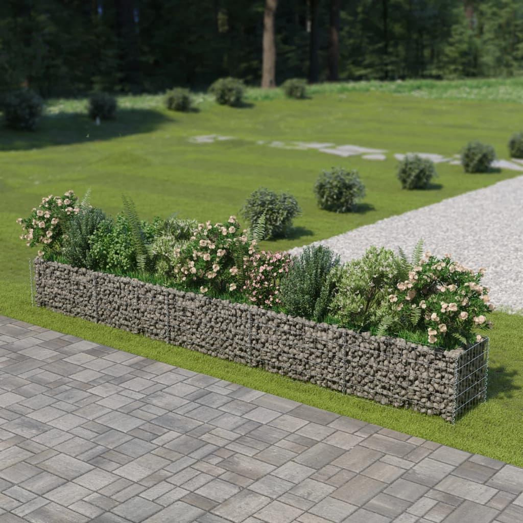 Voir la diapositive 1 : VIDAXL Lit sureleve a gabion Acier galvanise 450x50x50 cm