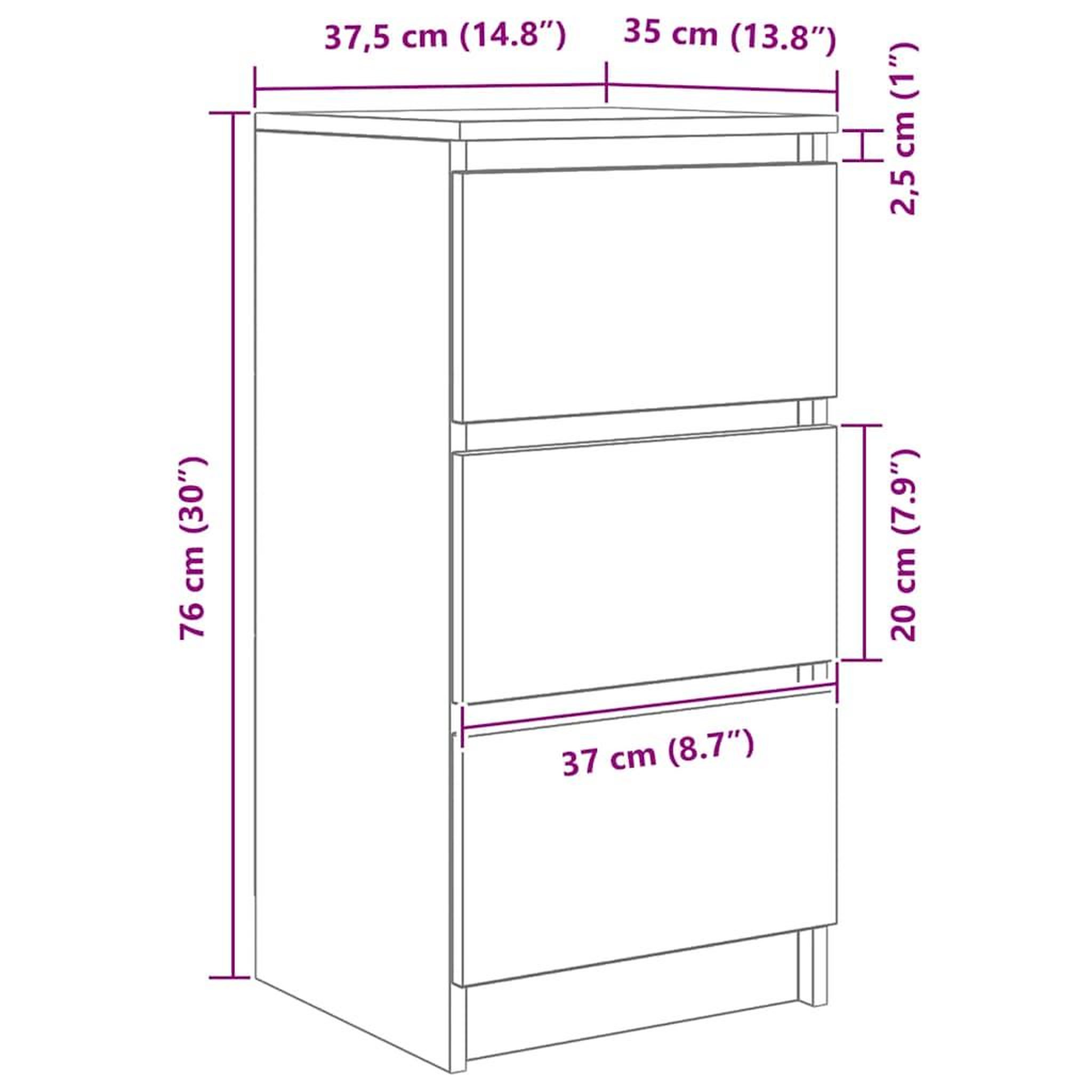 Voir la diapositive 6 : VIDAXL Buffet gris beton 37,5x35x76 cm bois d'ingenierie