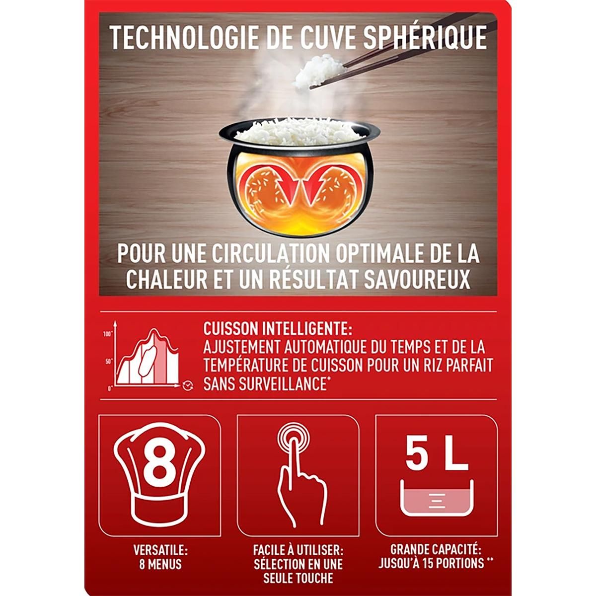 TEFAL Cuiseur à riz 5l 750w blanc - rk732100