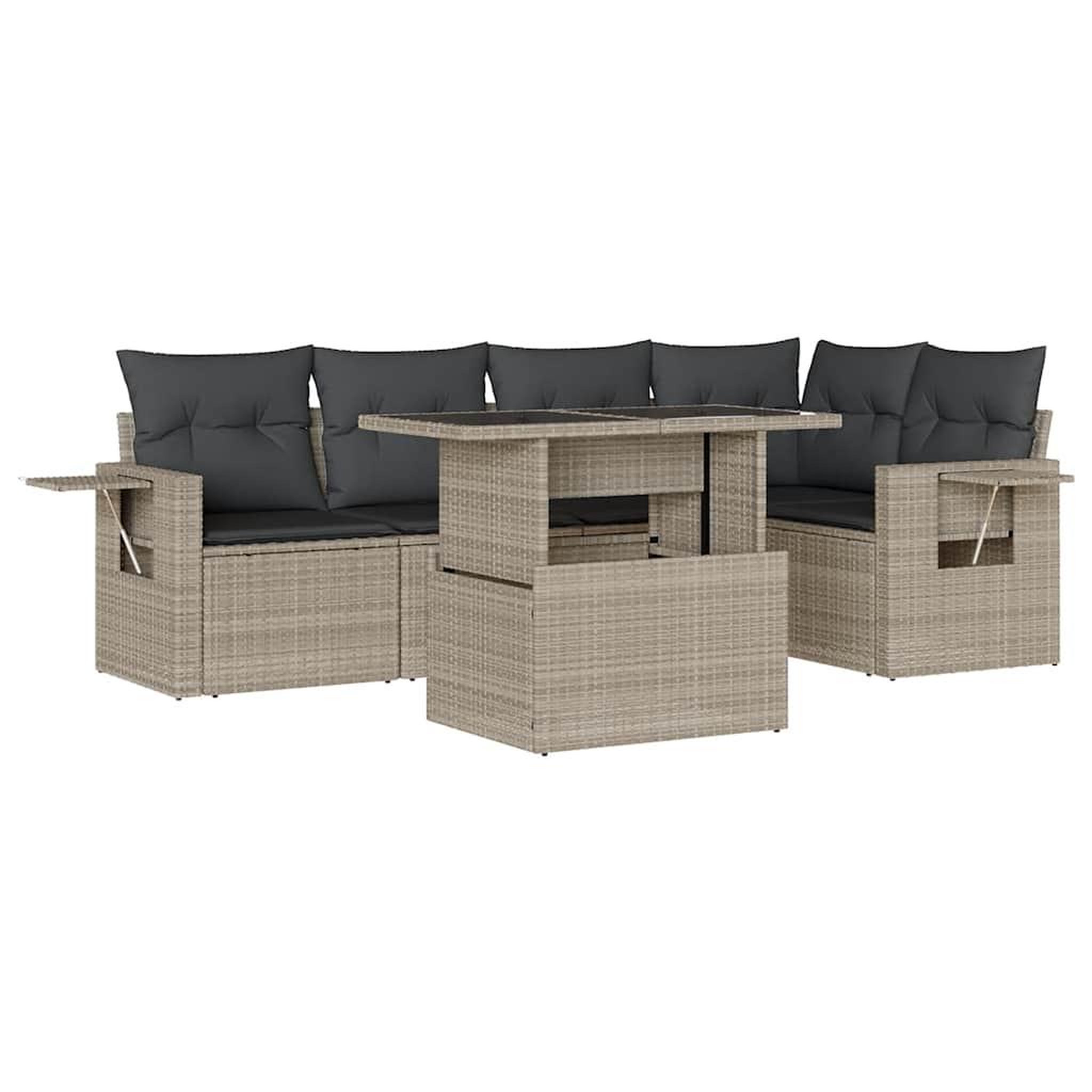 Voir la diapositive 2 : VIDAXL Salon de jardin 6 pcs avec coussins gris clair resine tressee