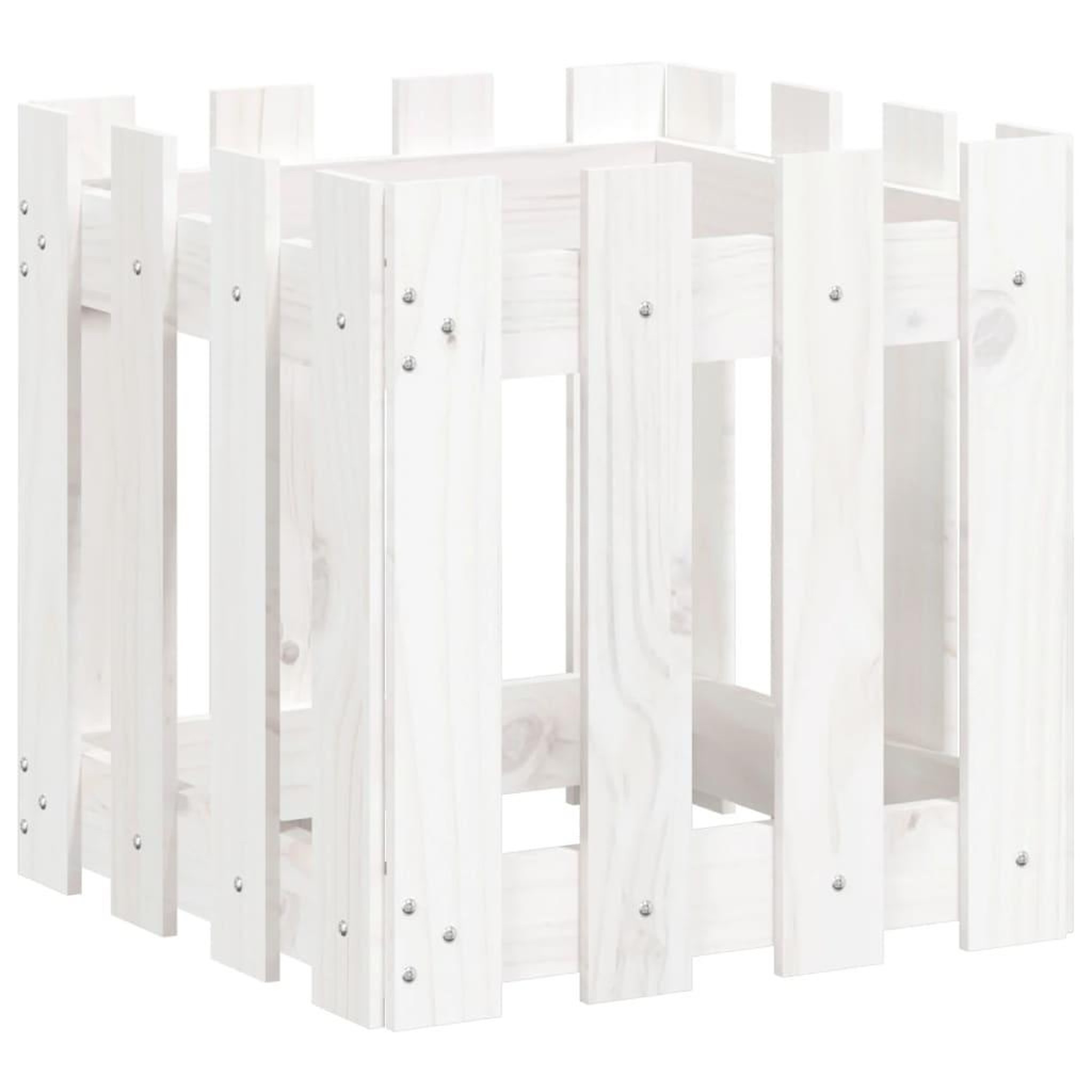 Voir la diapositive 2 : VIDAXL Jardiniere avec design de cloture blanc 40x40x40 cm pin massif