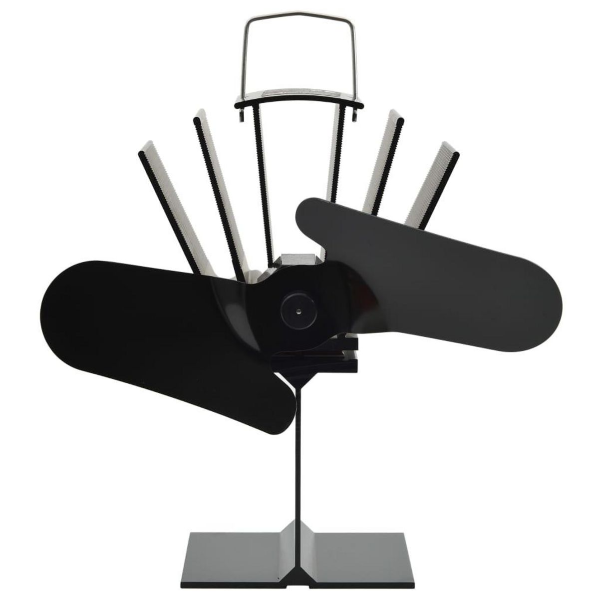 VIDAXL Ventilateur de poele alimente par chaleur 2 pales Noir