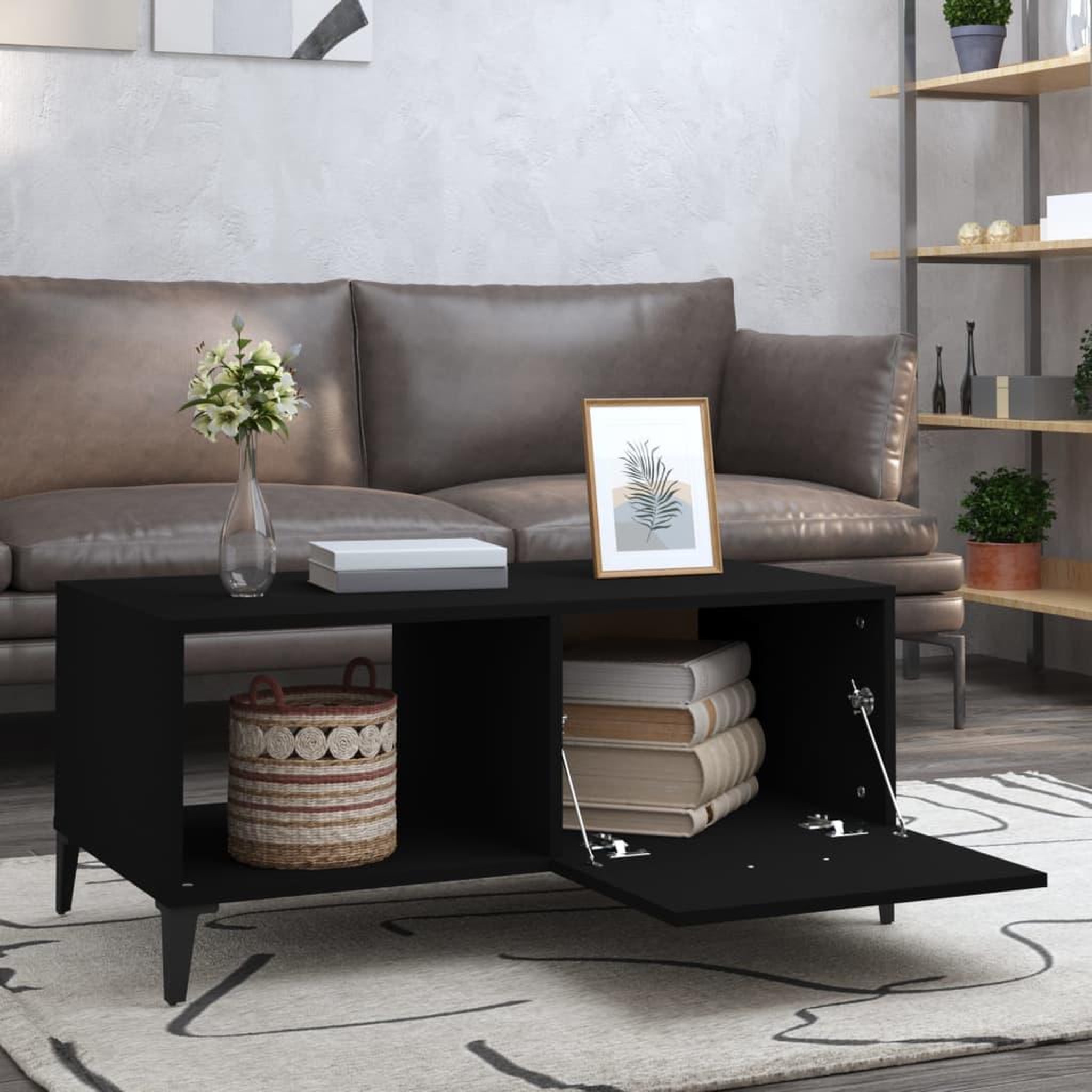Voir la diapositive 3 : VIDAXL Table basse noir 90x50x40 cm bois d'ingenierie