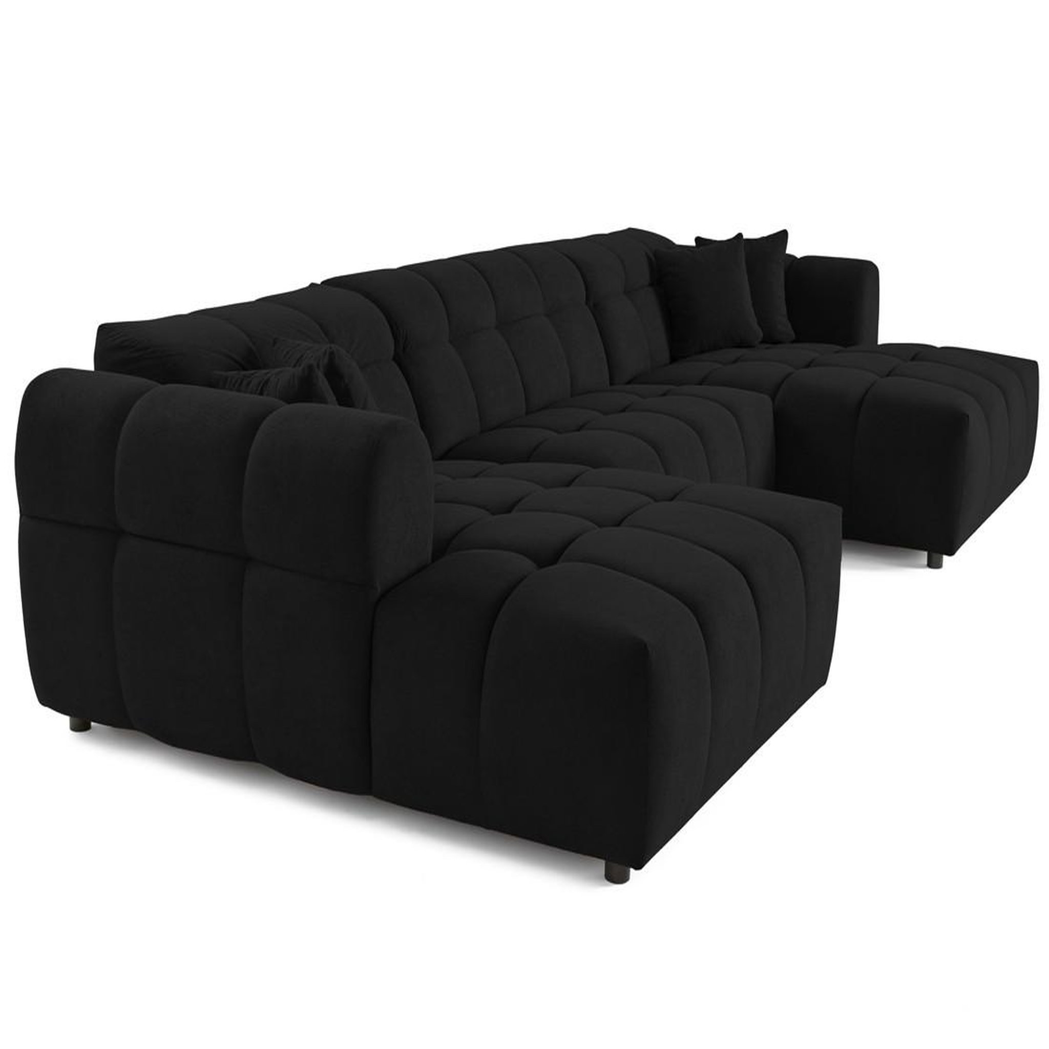 Voir la diapositive 2 : LISA DESIGN Ray - canapé panoramique en u 7 places en tissu texturé