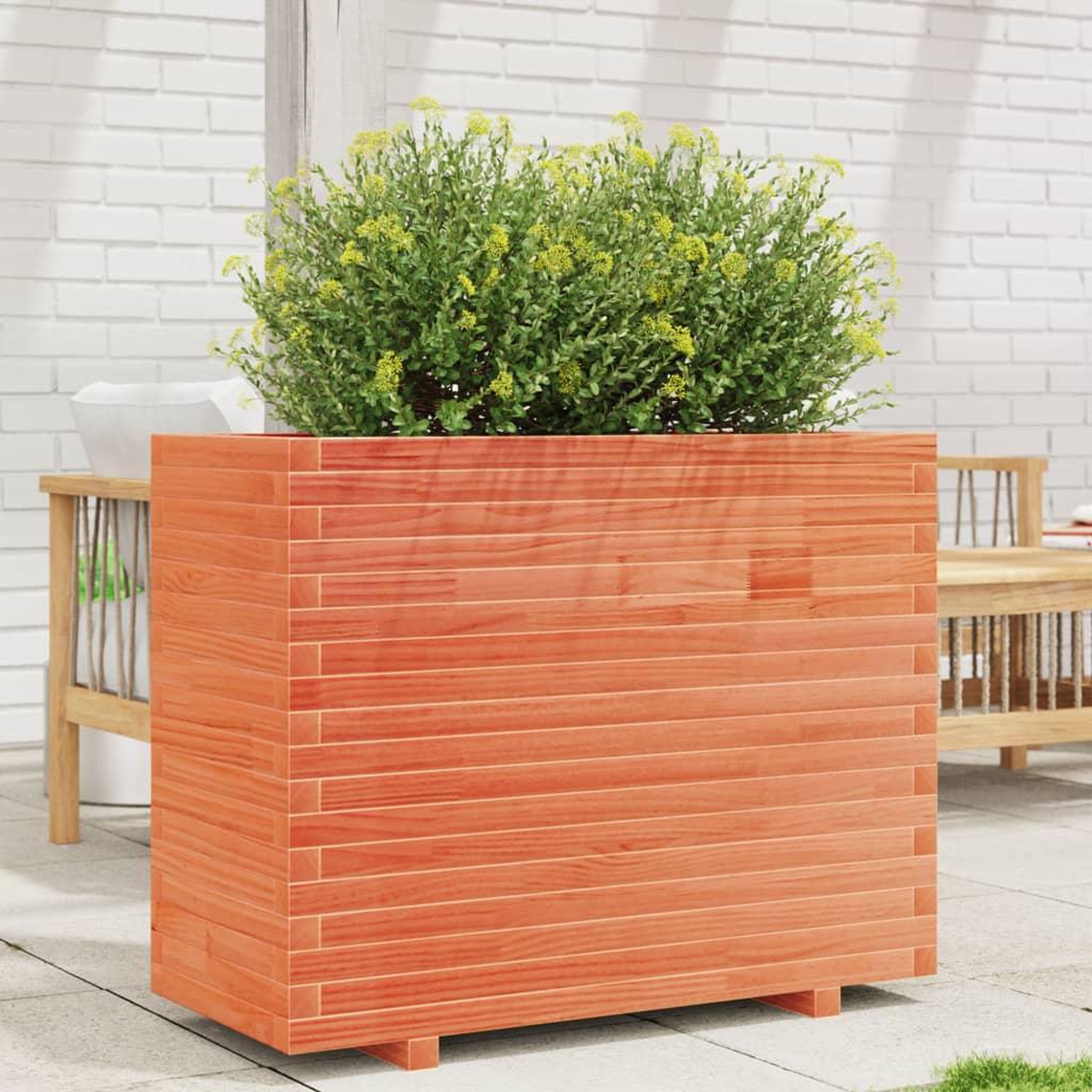 Voir la diapositive 3 : VIDAXL Jardiniere cire marron 90x40x72,5 cm bois de pin massif