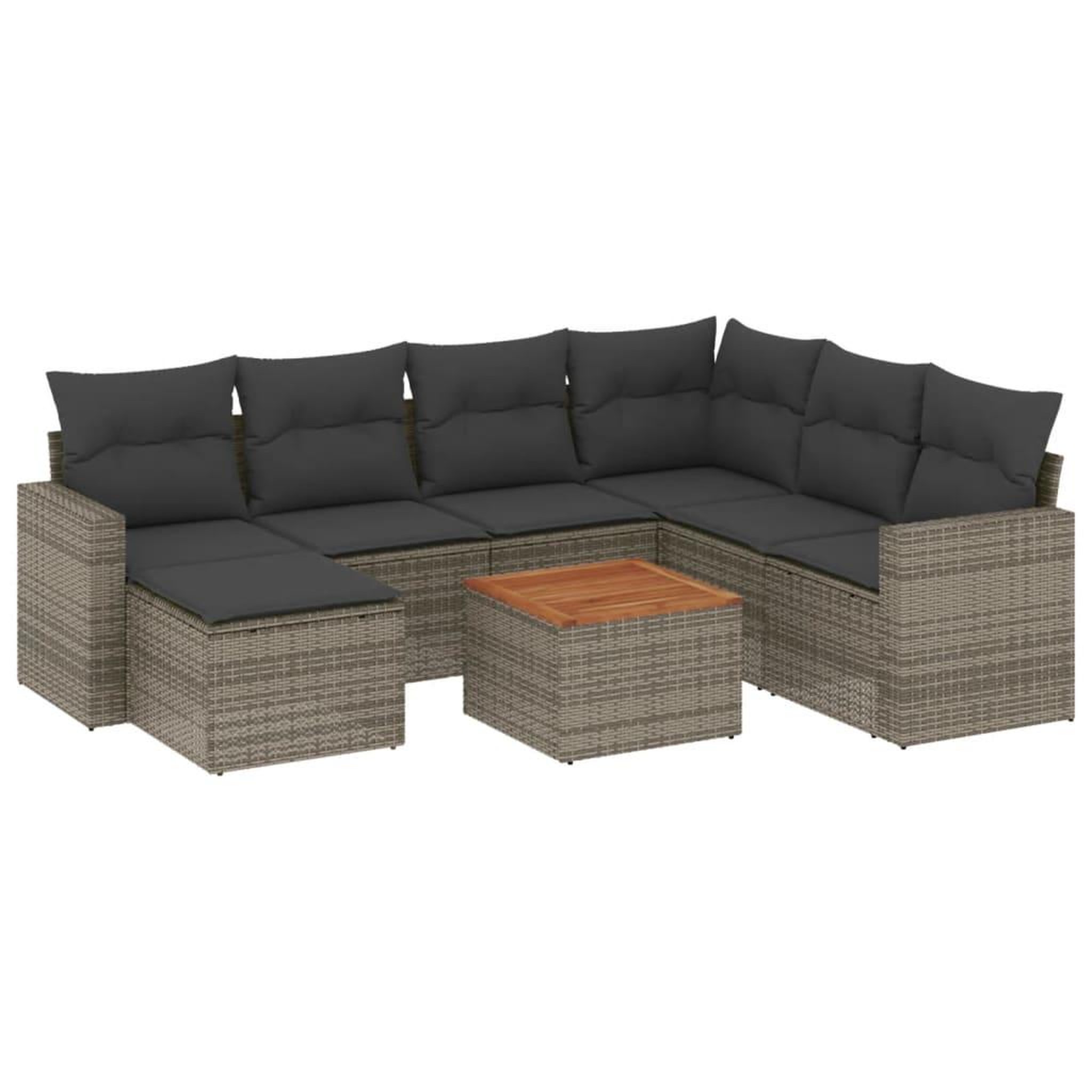 Voir la diapositive 2 : VIDAXL Salon de jardin 8 pcs avec coussins gris resine tressee