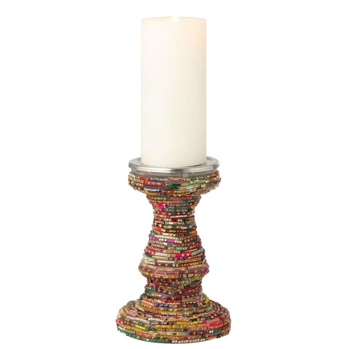 Paris Prix Bougeoir Déco en Verre  Perles  19cm Multicolore
