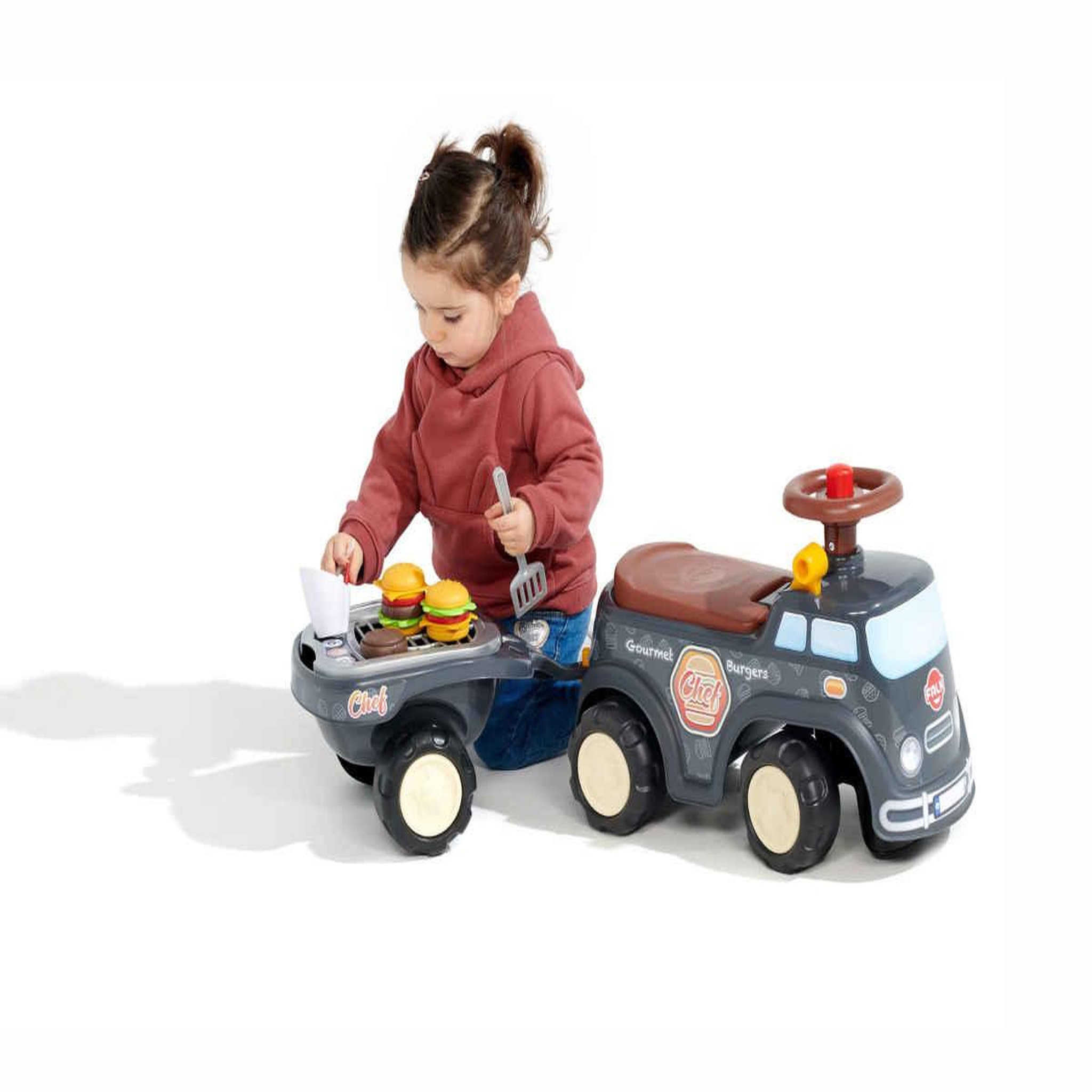 Voir la diapositive 3 : FALK Porteur enfant food truck avec remorque 1 à 3 ans - falk