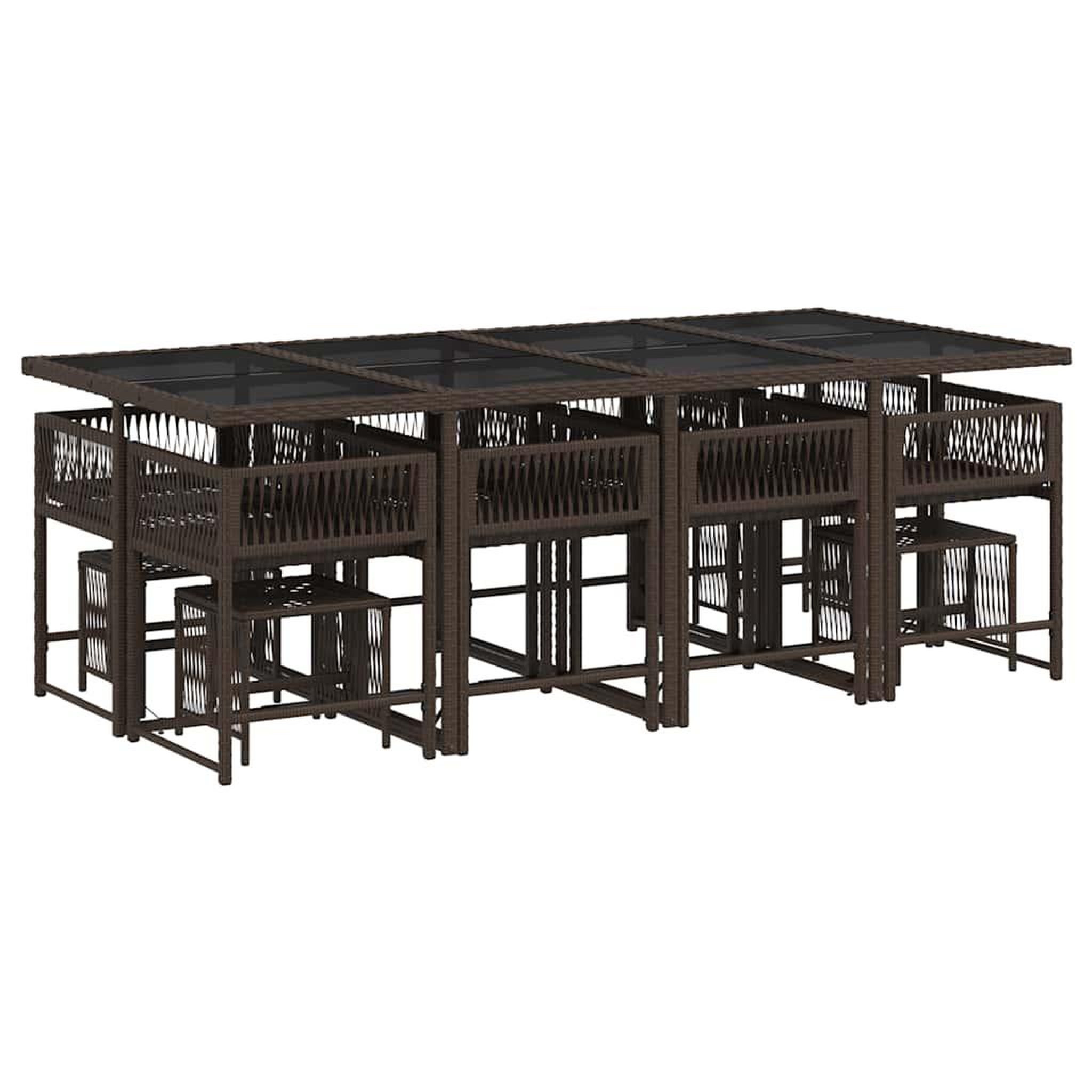 Voir la diapositive 3 : VIDAXL Ensemble a manger de jardin avec coussins 13 pcs marron rotin