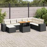VIDAXL Salon de jardin avec coussins 9 pcs noir resine tressee acacia