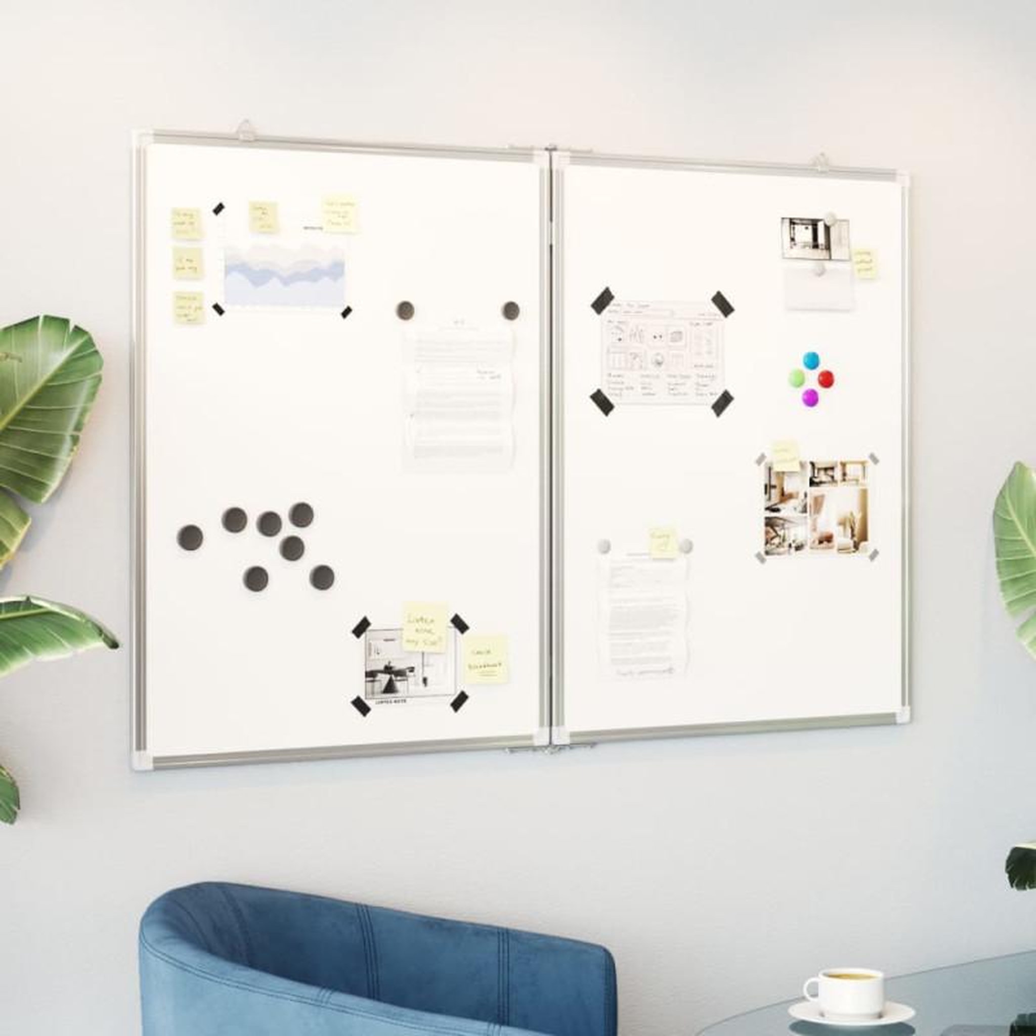 Voir la diapositive 1 : VIDAXL Tableau blanc magnétique pliable 100x80x1,7 cm aluminium